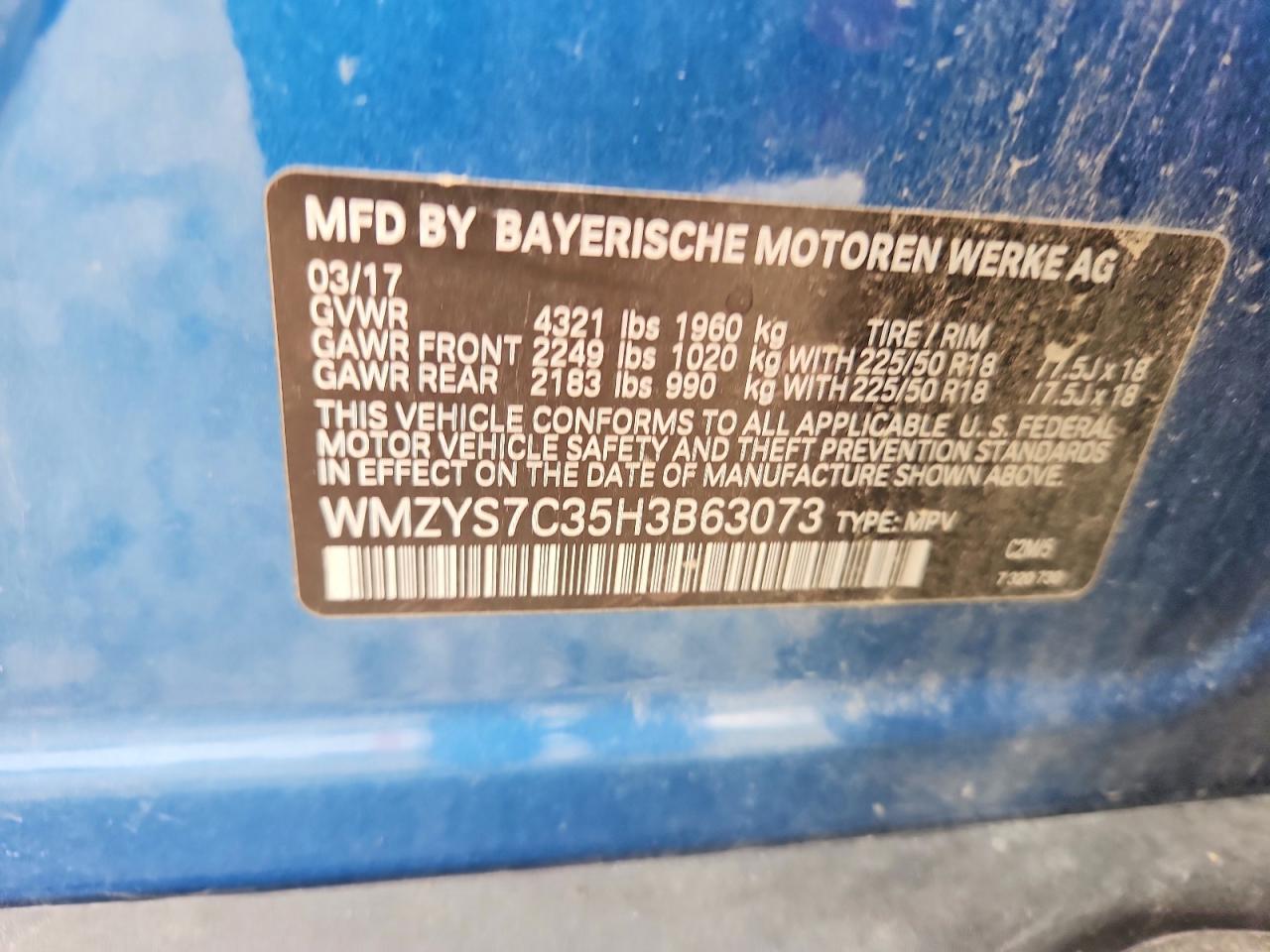 2017 Mini Cooper Countryman Blue vin: WMZYS7C35H3B63073