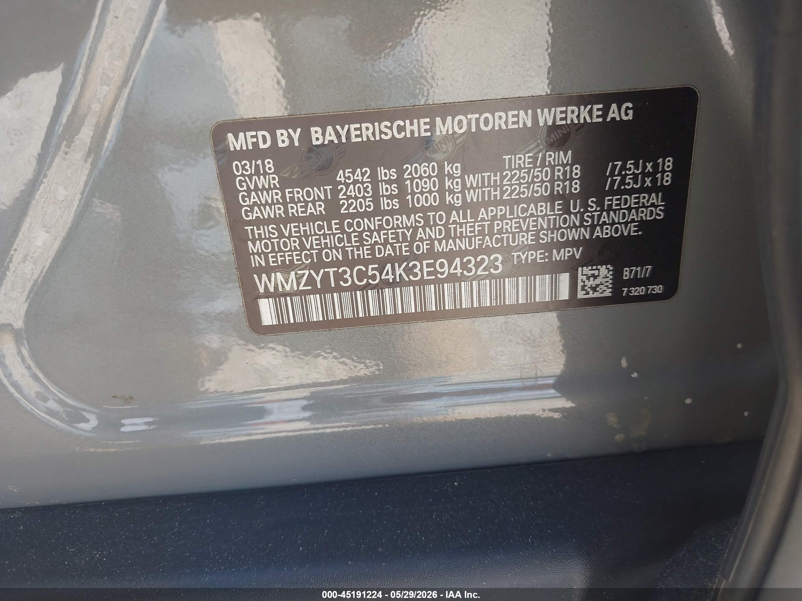2019 Mini Countryman Cooper S Gray vin: WMZYT3C54K3E94323