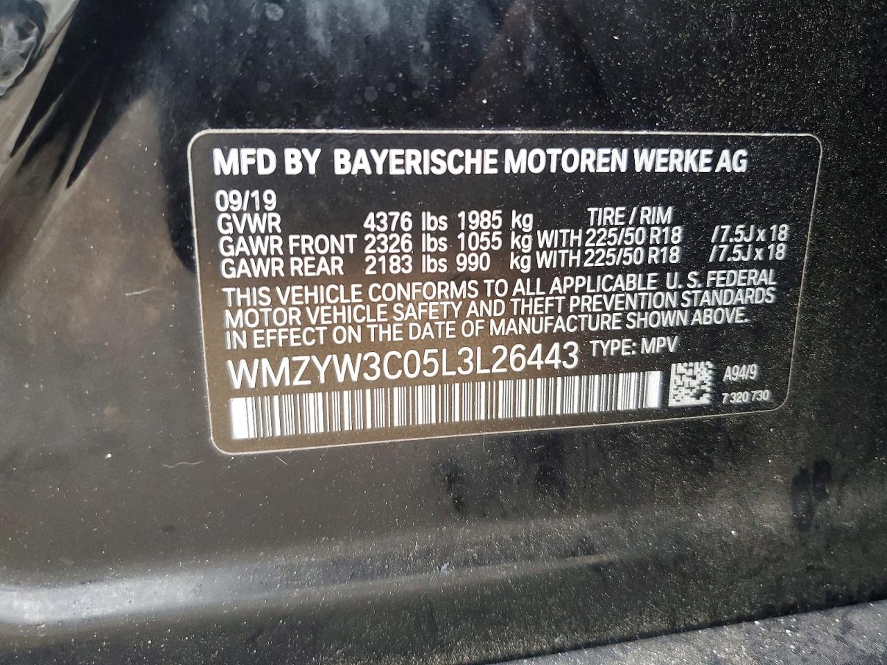 2020 Mini Cooper Countryman Черный vin: WMZYW3C05L3L26443