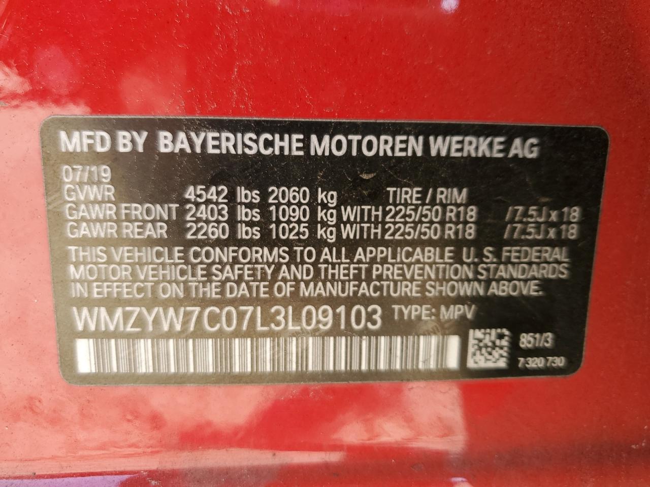 2020 Mini Cooper S Countryman Red vin: WMZYW7C07L3L09103