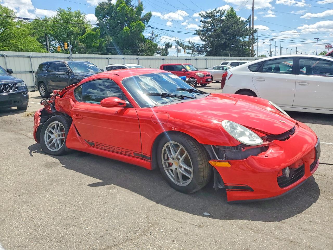 2007 Porsche Cayman Red vin: WP0AA29827U760424