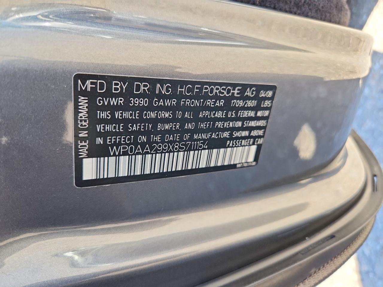 2008 Porsche 911 Carrera Угольный vin: WP0AA299X8S711154