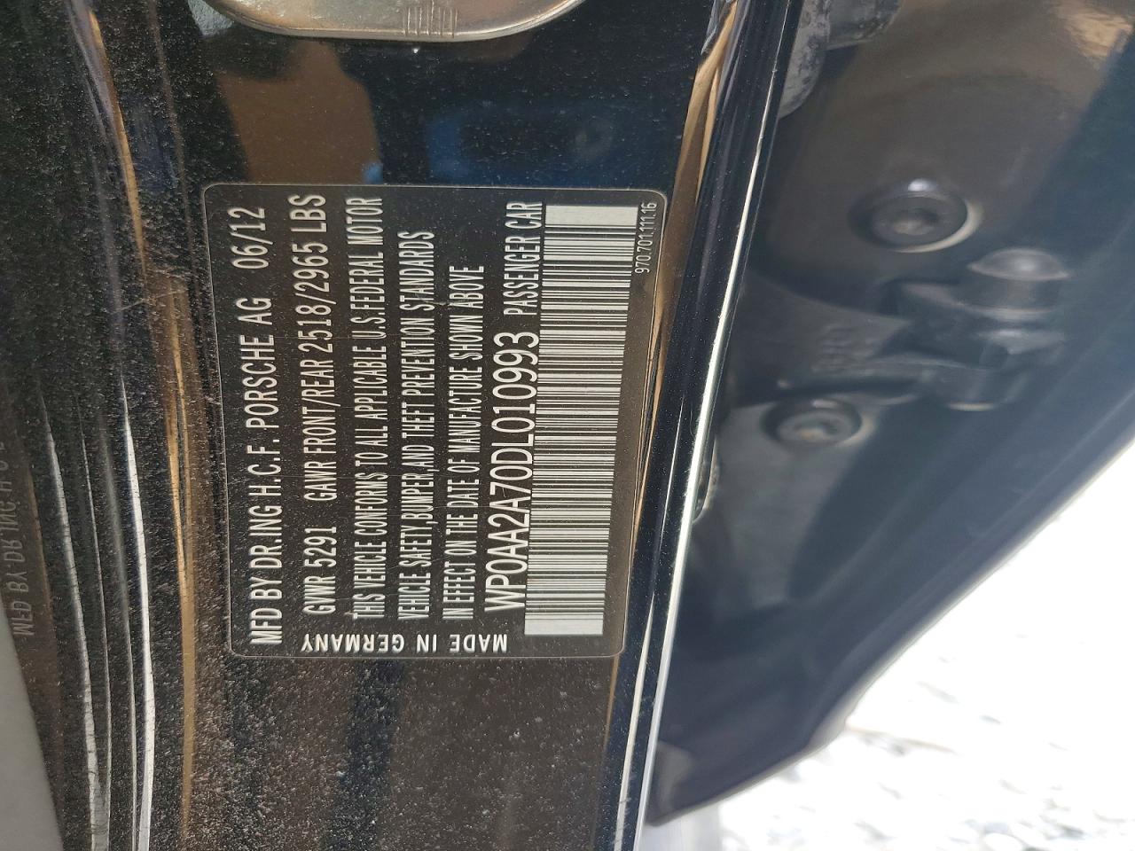 2013 Porsche Panamera 2 Black vin: WP0AA2A70DL010993