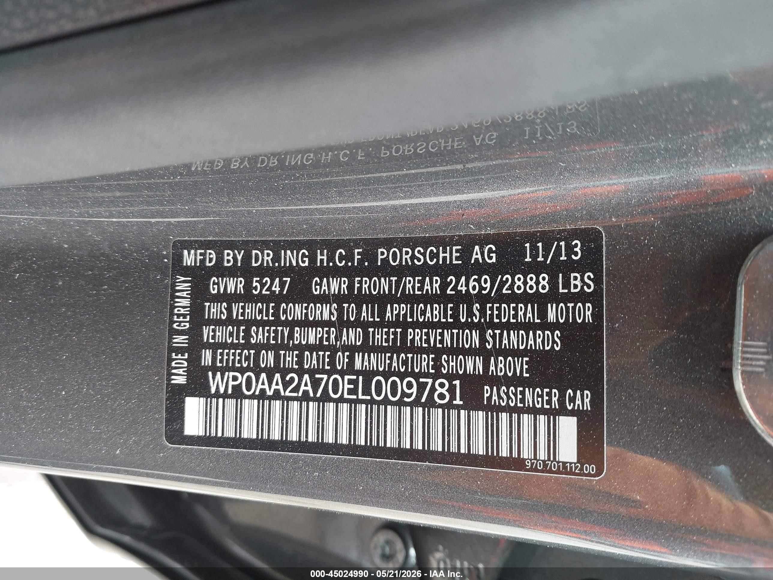 2014 Porsche Panamera 4 Gray vin: WP0AA2A70EL009781