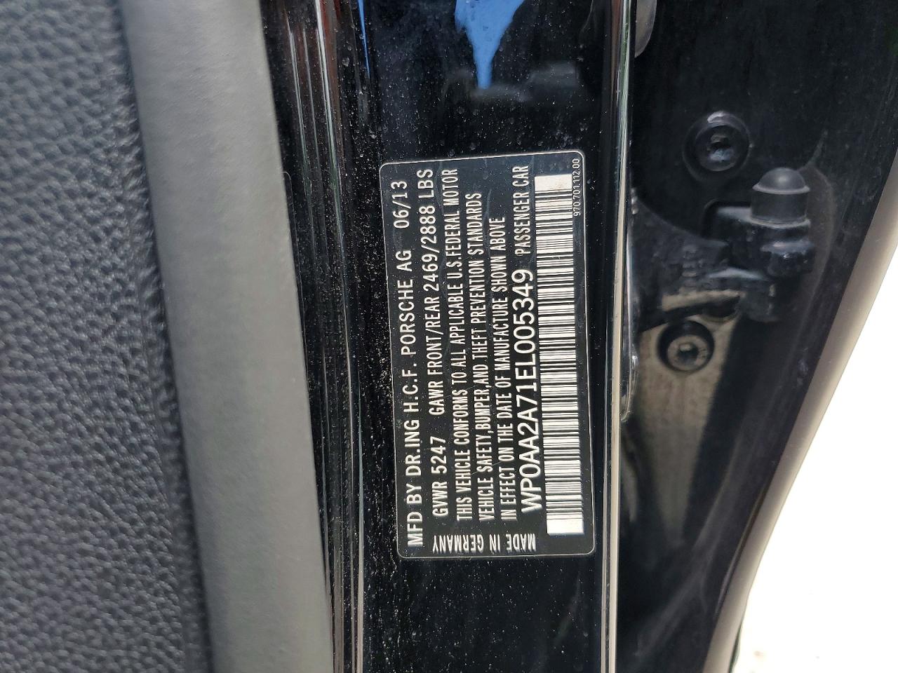 2014 Porsche Panamera 2 Black vin: WP0AA2A71EL005349