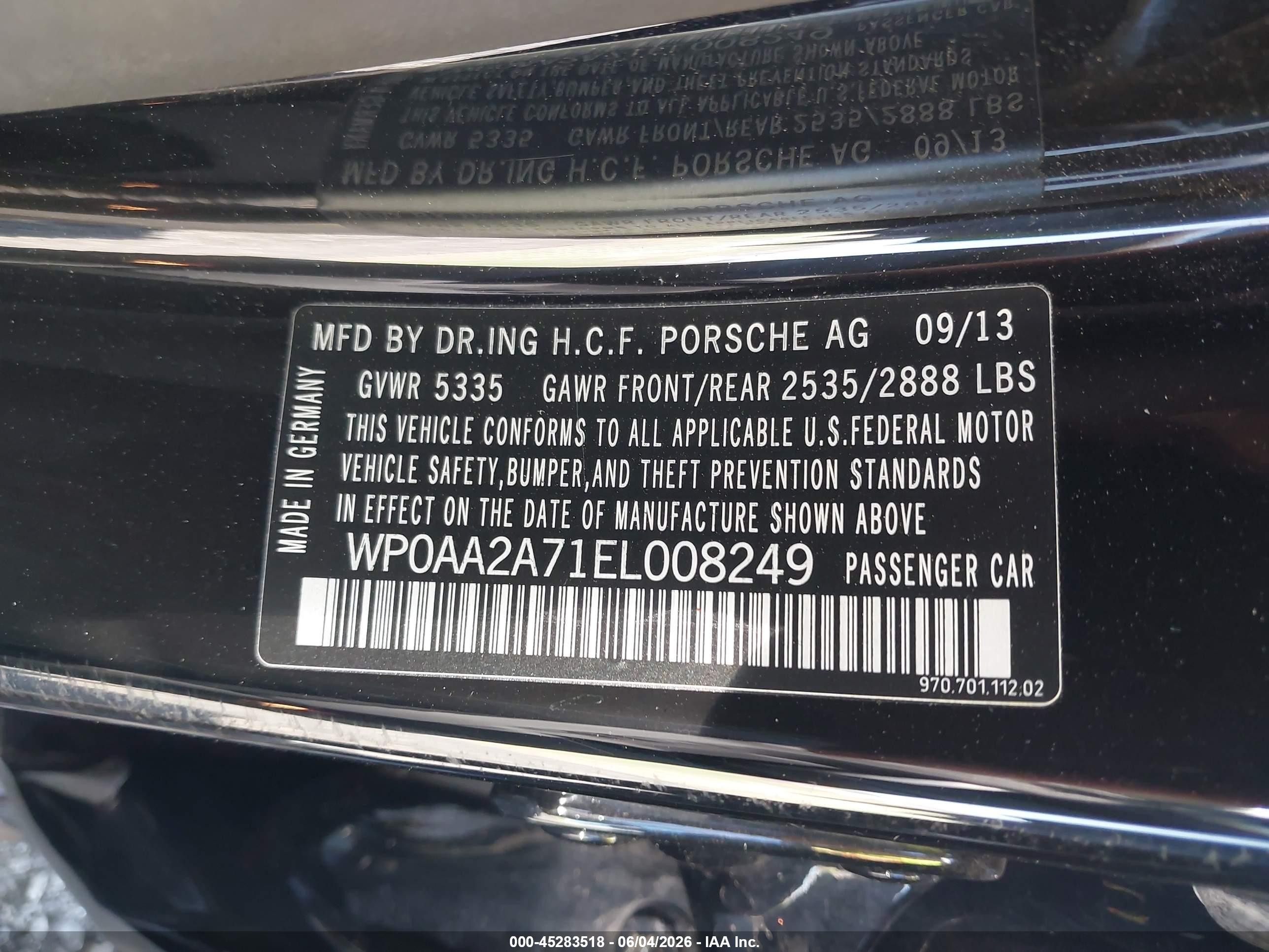 2014 Porsche Panamera 4 Black vin: WP0AA2A71EL008249