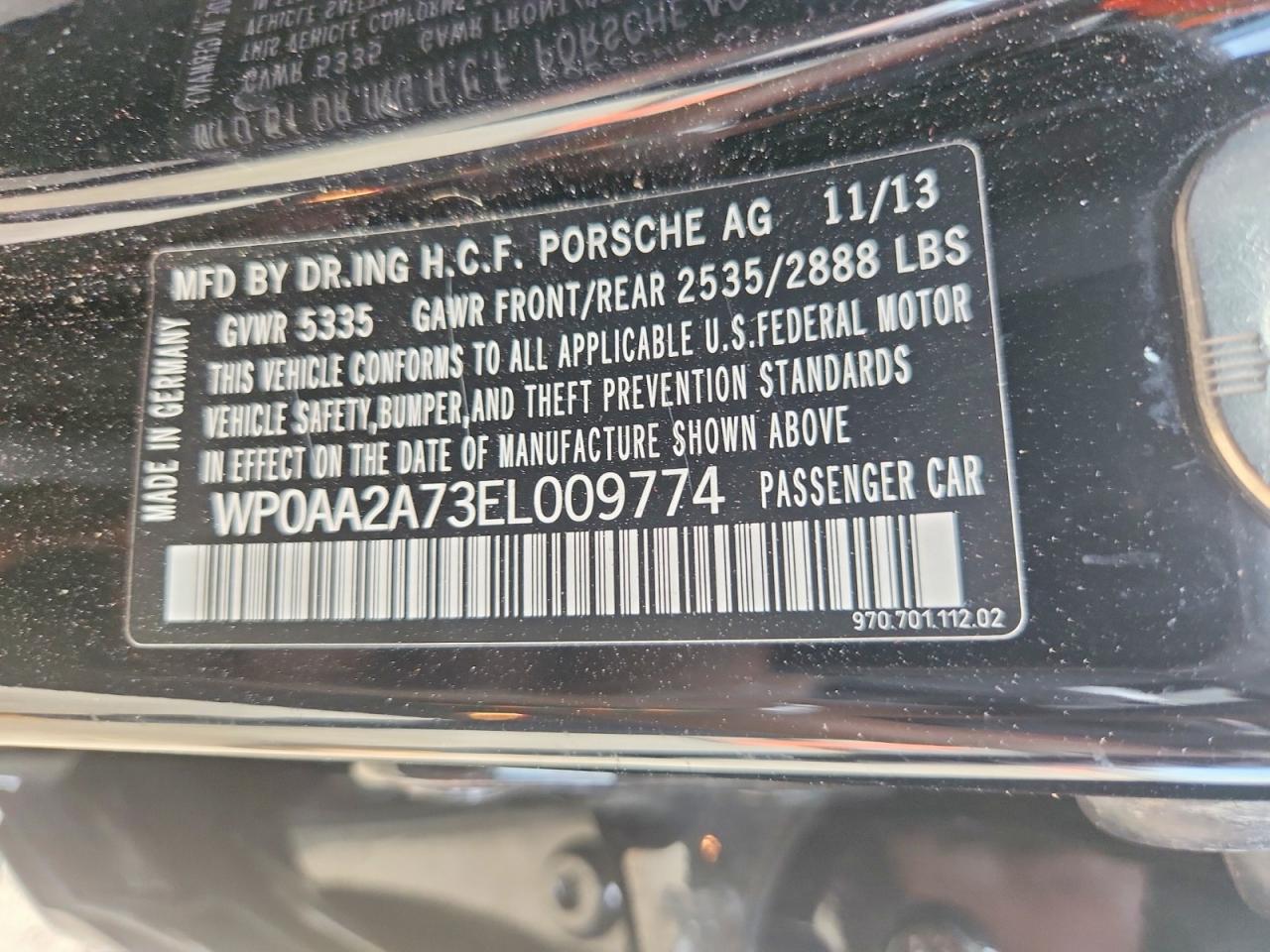 2014 Porsche Panamera 2 Черный vin: WP0AA2A73EL009774