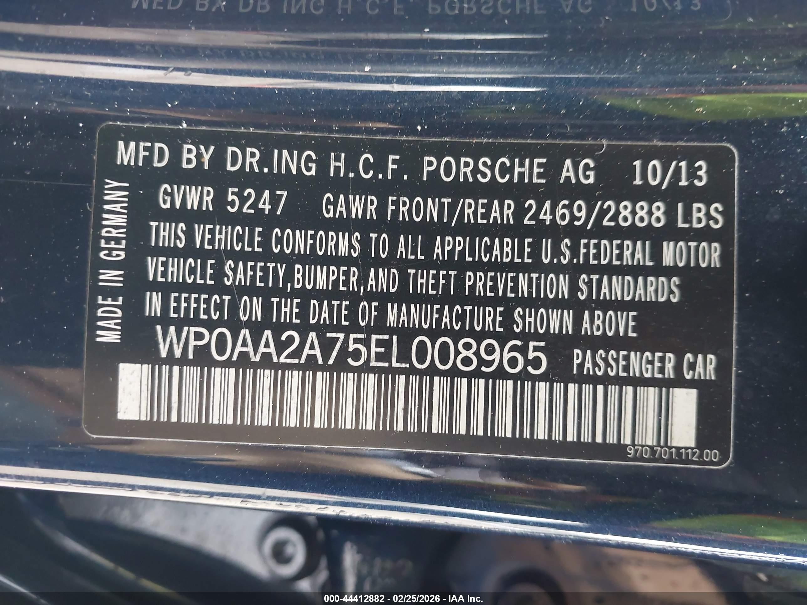 2014 Porsche Panamera 4 Blue vin: WP0AA2A75EL008965