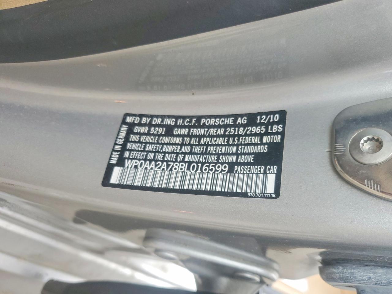 2011 Porsche Panamera 2 Silver vin: WP0AA2A78BL016599