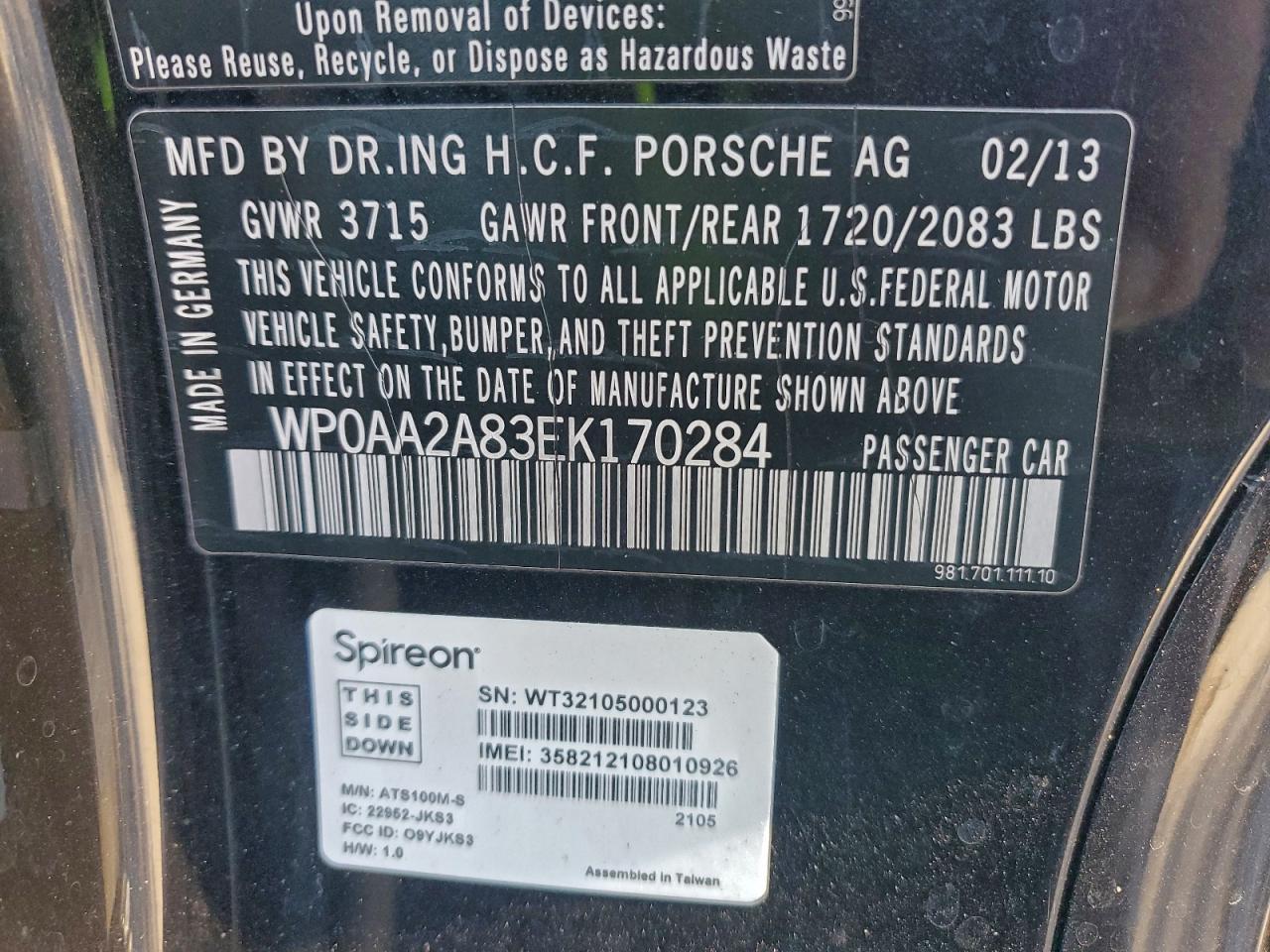 2014 Porsche Cayman Черный vin: WP0AA2A83EK170284