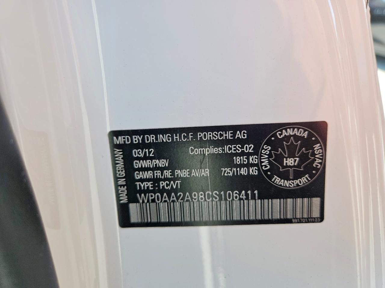 2012 Porsche 911 Carrera White vin: WP0AA2A98CS106411