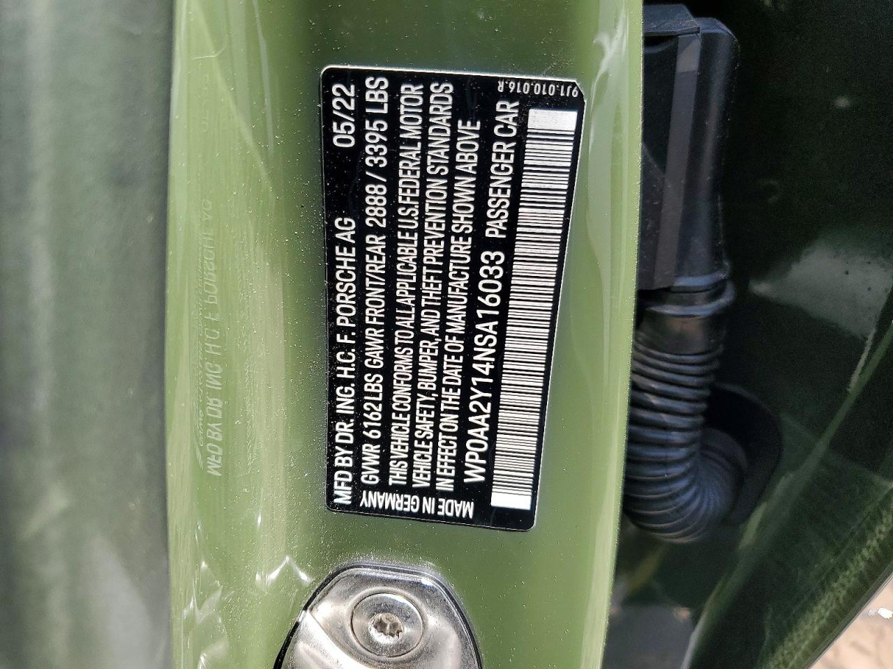 2022 Porsche Taycan Green vin: WP0AA2Y14NSA16033