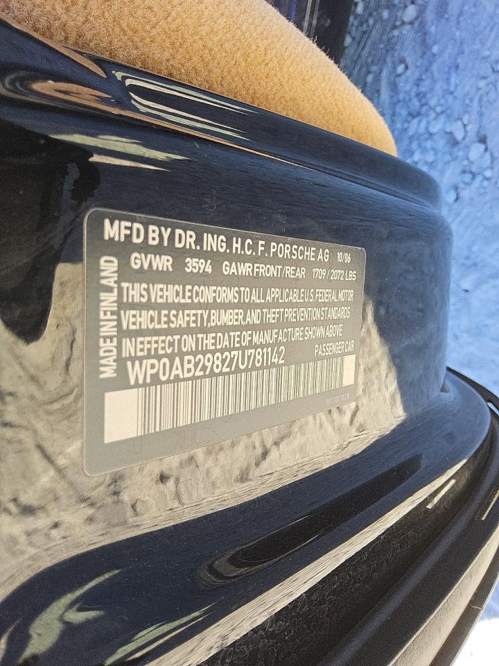 2007 Porsche Cayman S Черный vin: WP0AB29827U781142