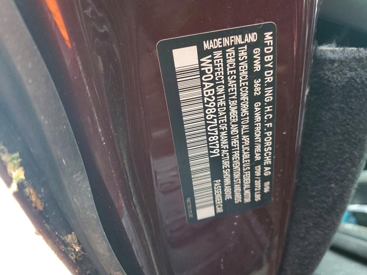 2007 Porsche Cayman S Burgundy vin: WP0AB29867U781791