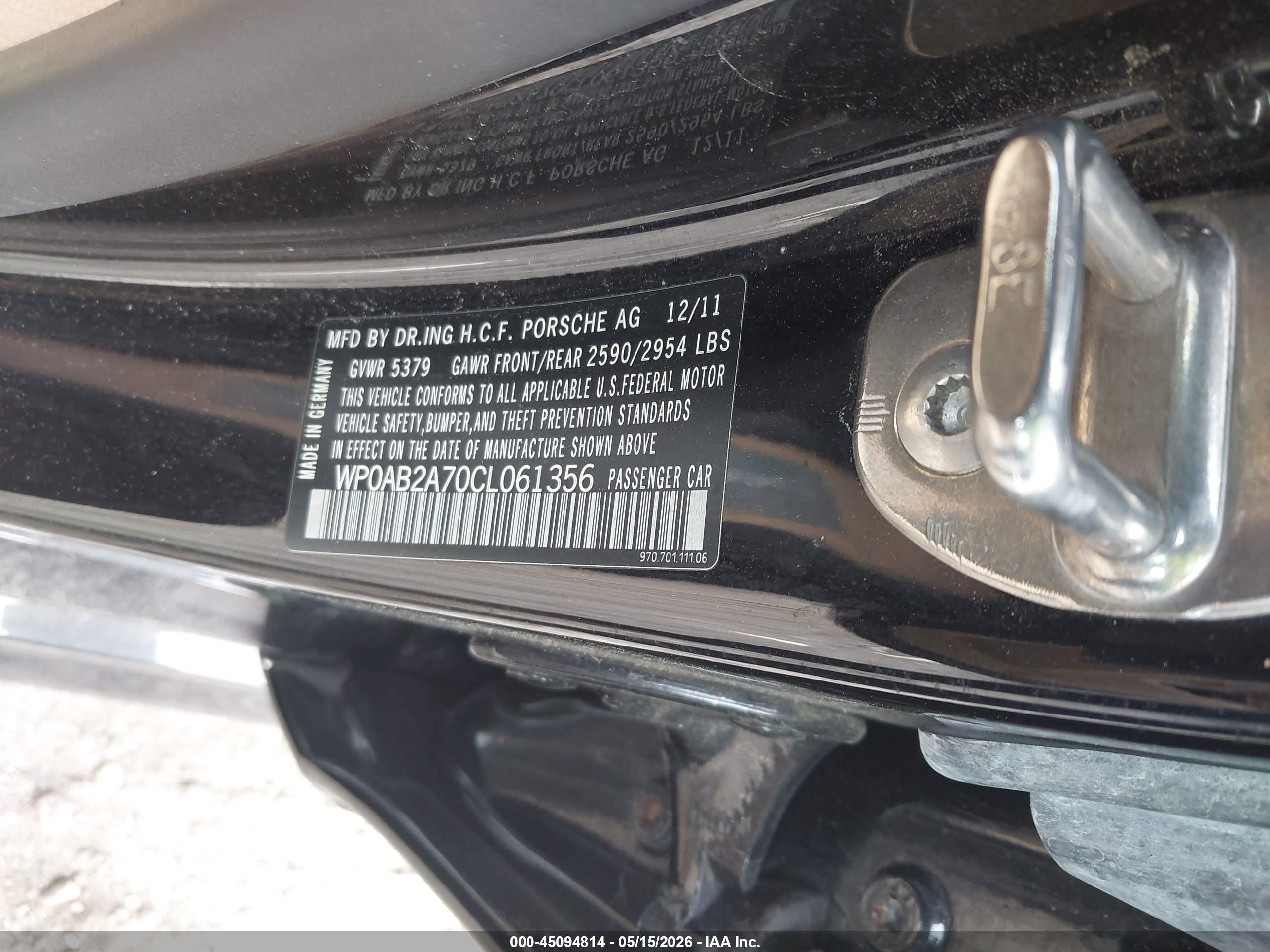 2012 Porsche Panamera 4s Black vin: WP0AB2A70CL061356