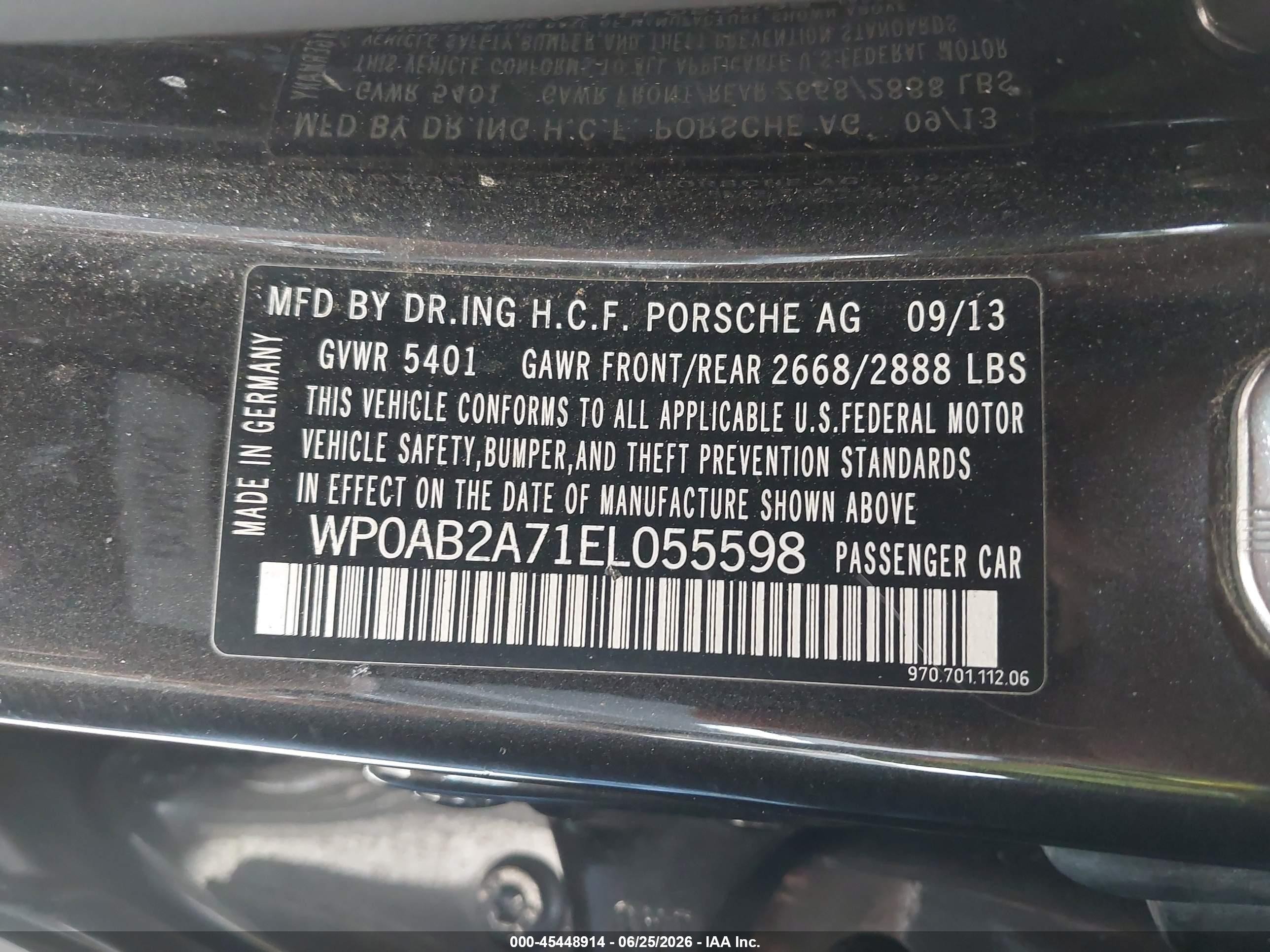 2014 Porsche Panamera 4s Black vin: WP0AB2A71EL055598