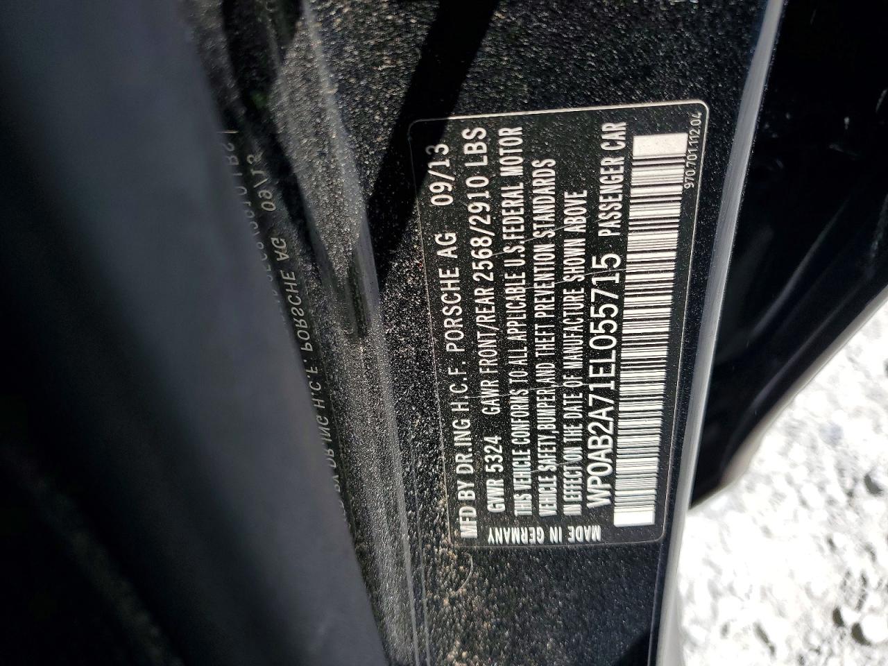 2014 Porsche Panamera S Black vin: WP0AB2A71EL055715