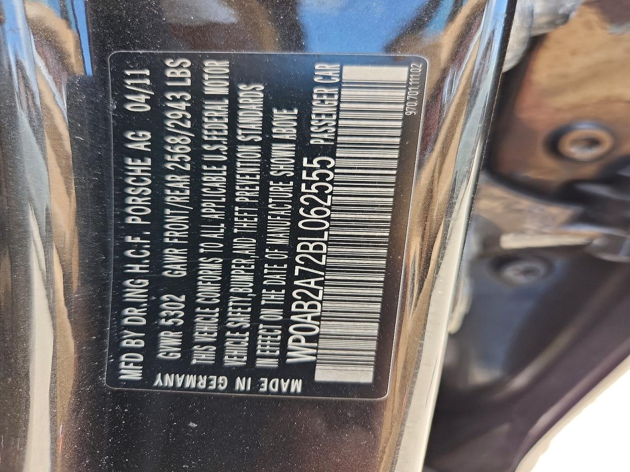 2011 Porsche Panamera S Charcoal vin: WP0AB2A72BL062555