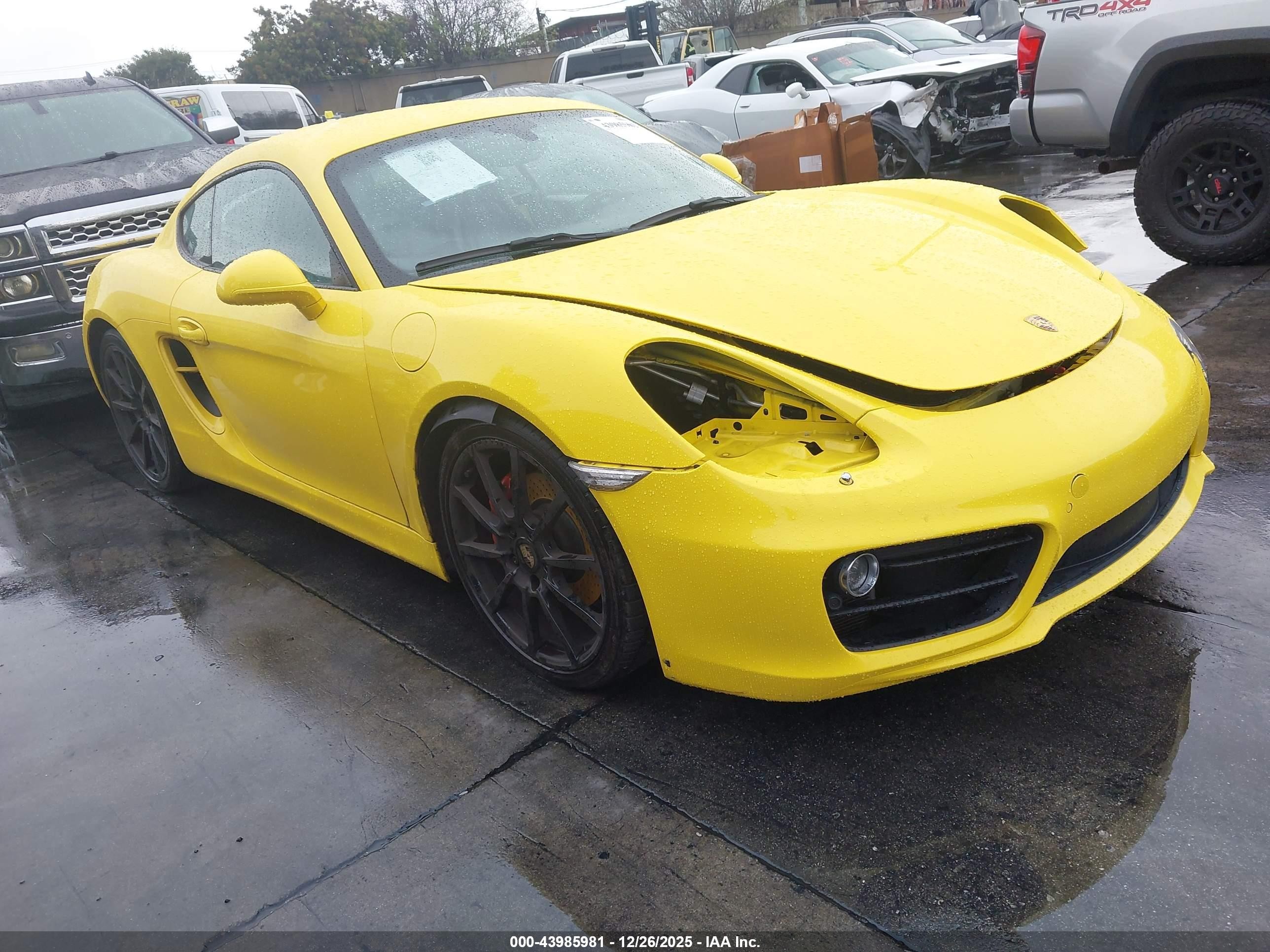 2014 Porsche Cayman S Желтый vin: WP0AB2A80EK192398