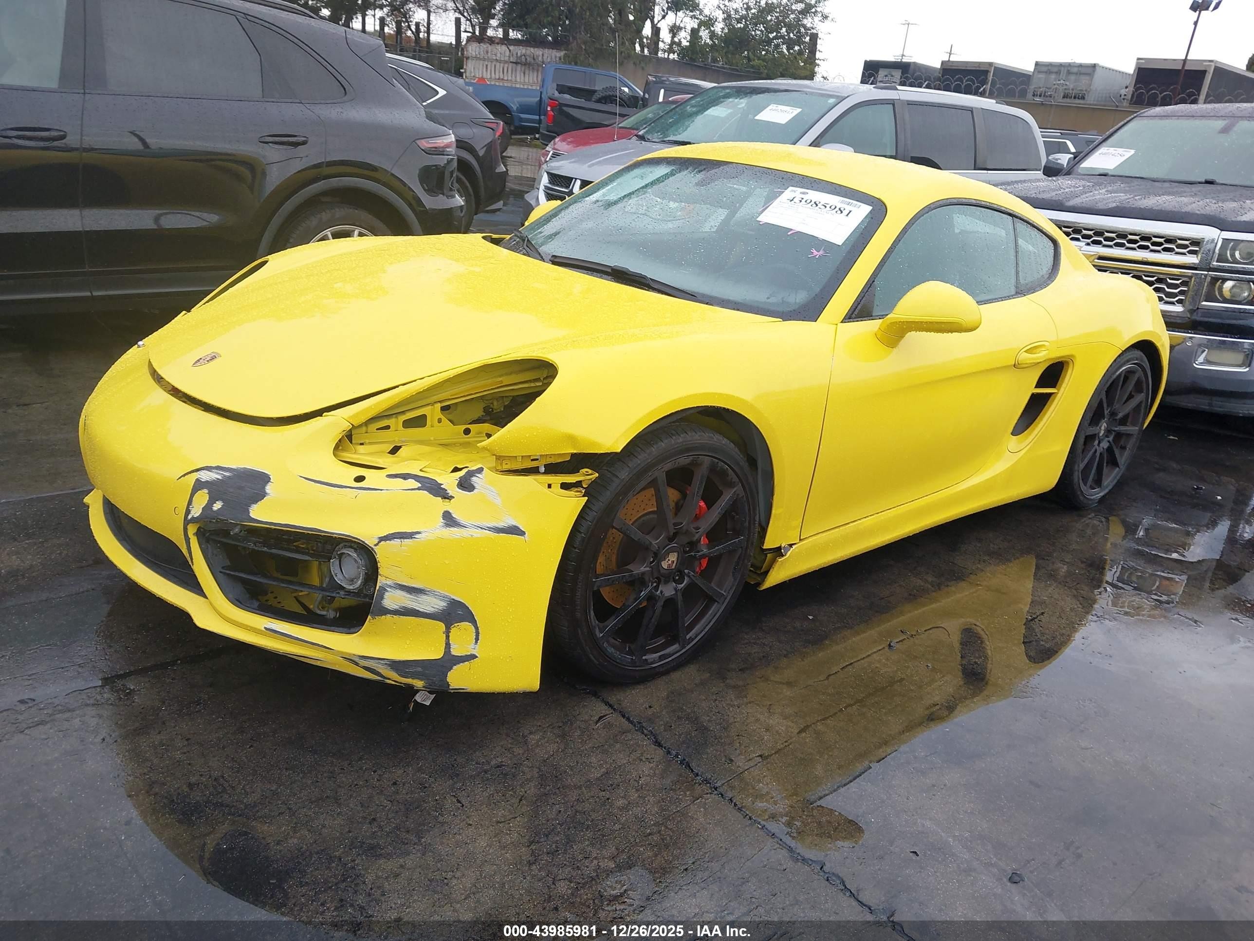 2014 Porsche Cayman S Желтый vin: WP0AB2A80EK192398