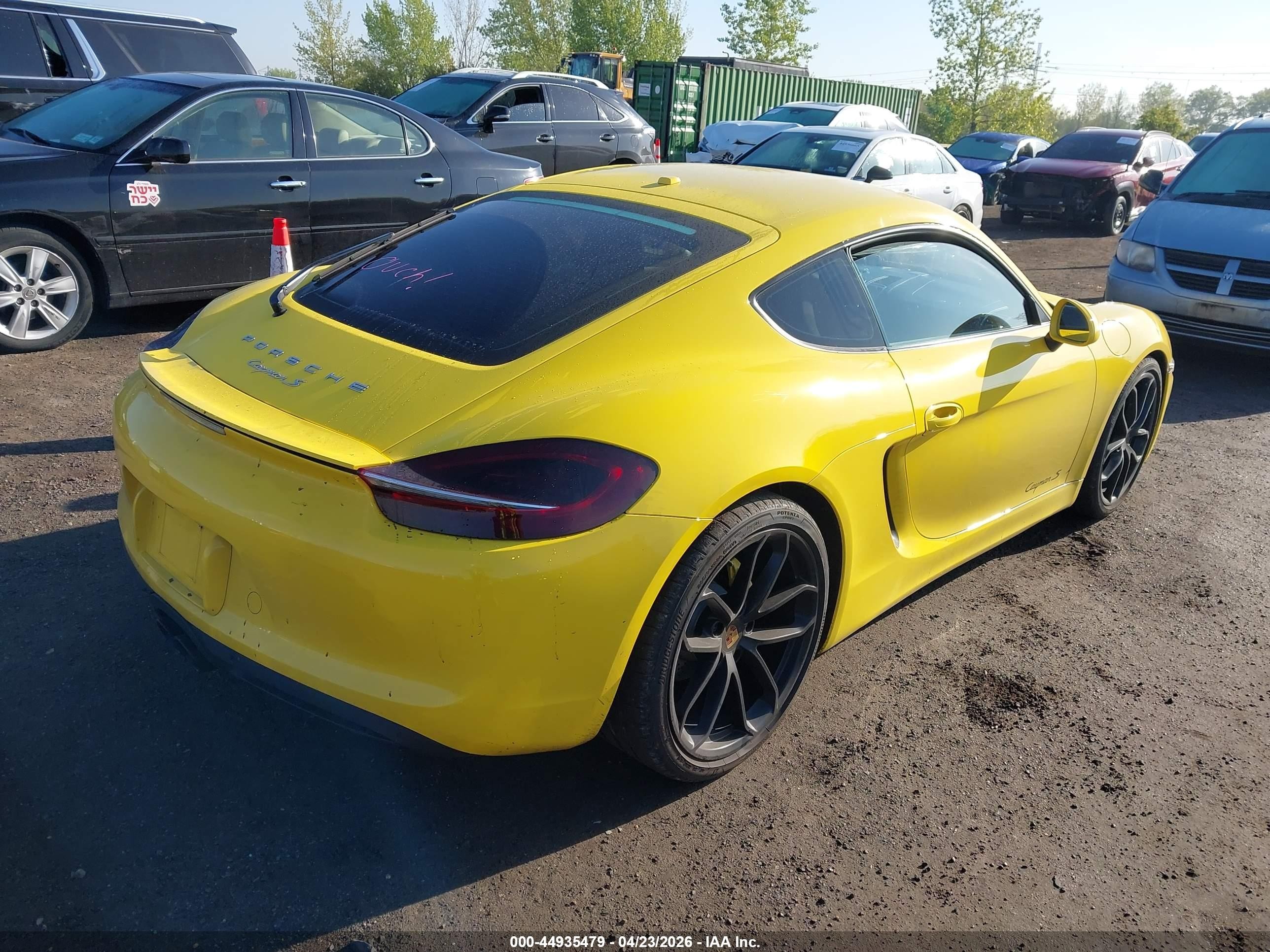 2014 Porsche Cayman S Желтый vin: WP0AB2A89EK190651