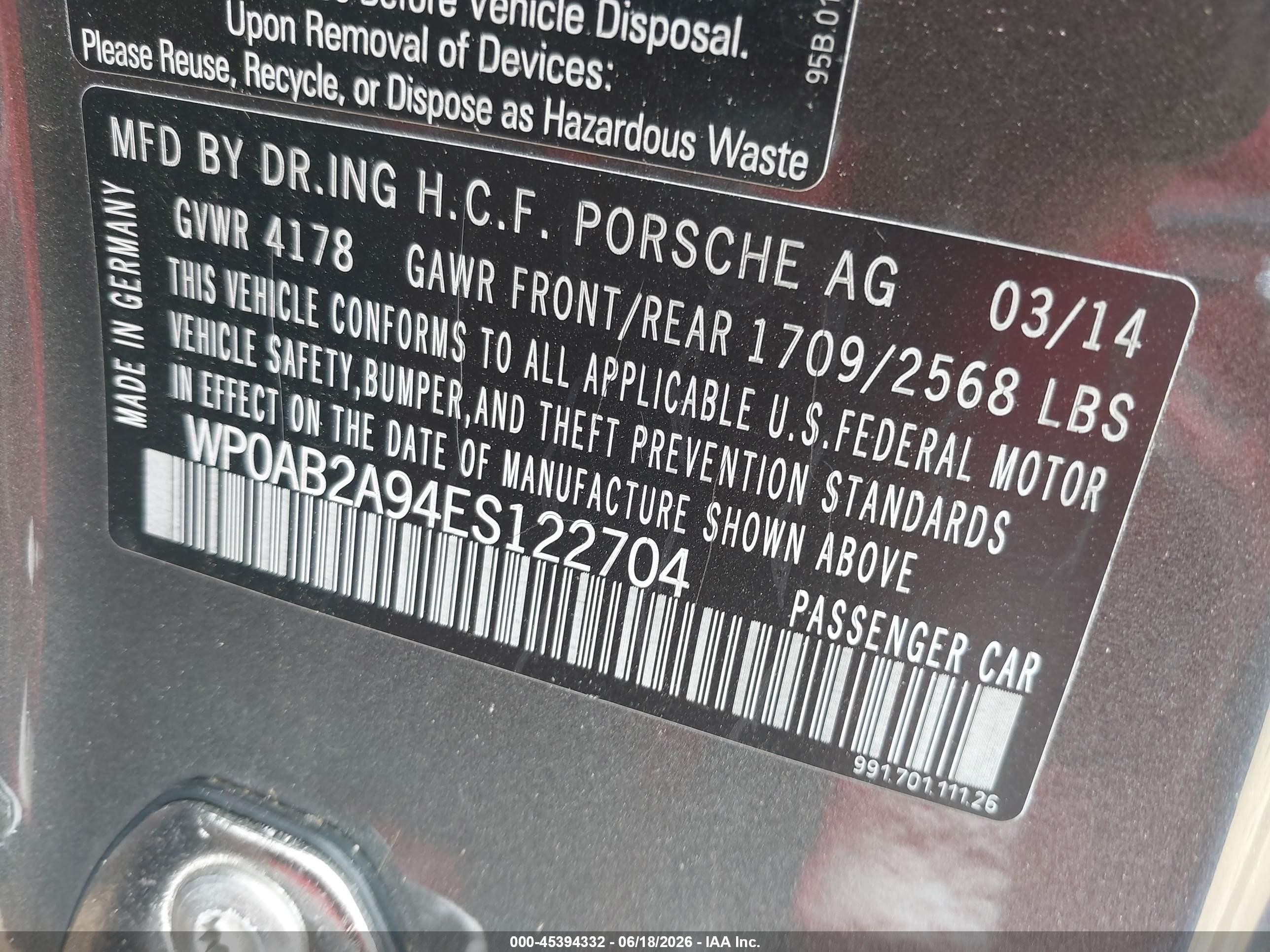 2014 Porsche 911 50th Anniversary Edition/carrera 4s/carrera S Gray vin: WP0AB2A94ES122704