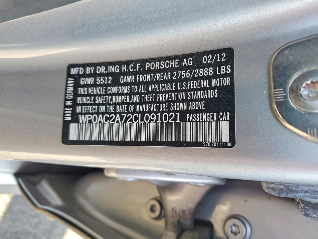 2012 Porsche Panamera Turbo Silver vin: WP0AC2A72CL091021