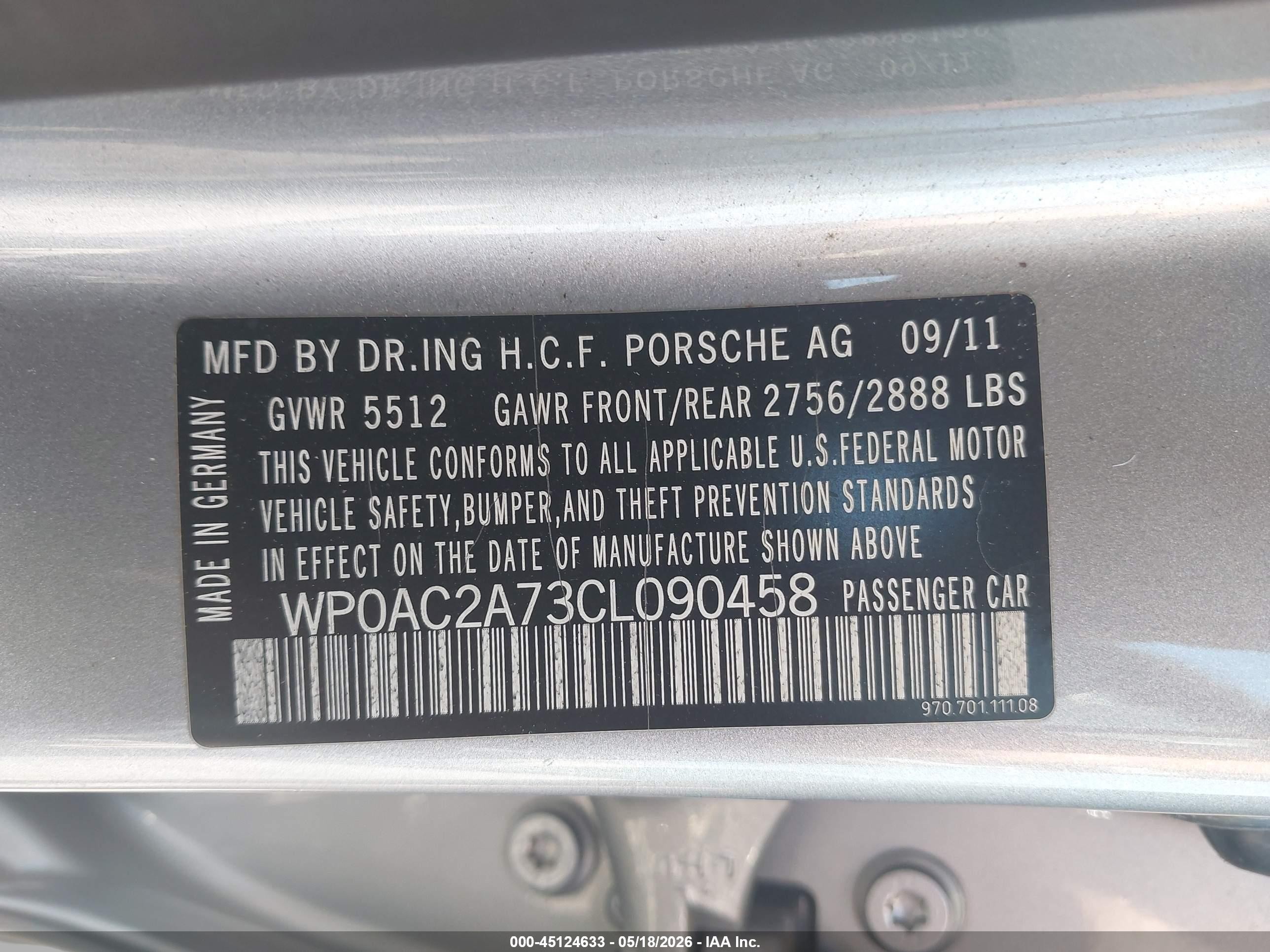 2012 Porsche Panamera Turbo Silver vin: WP0AC2A73CL090458