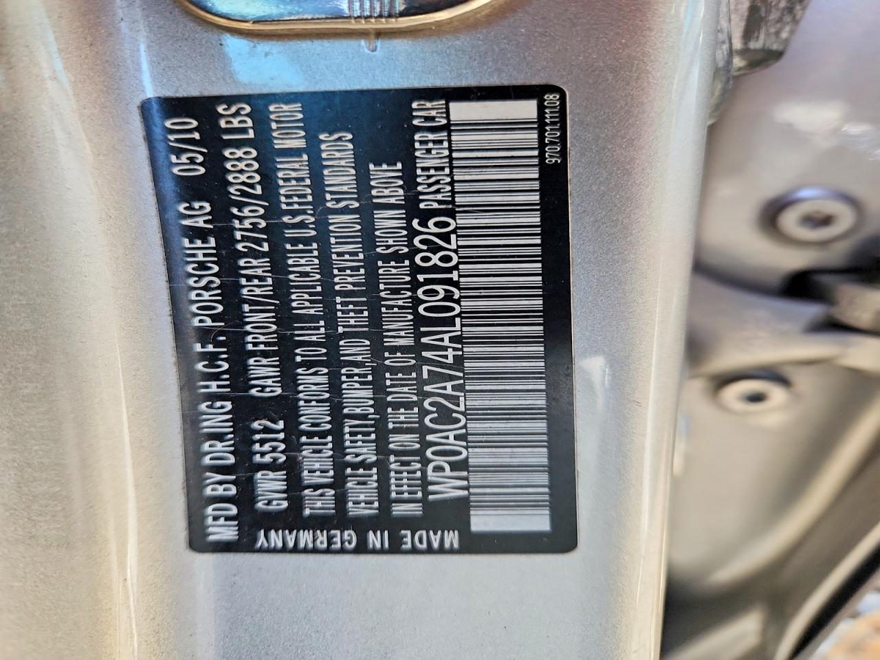 2010 Porsche Panamera Turbo Silver vin: WP0AC2A74AL091826