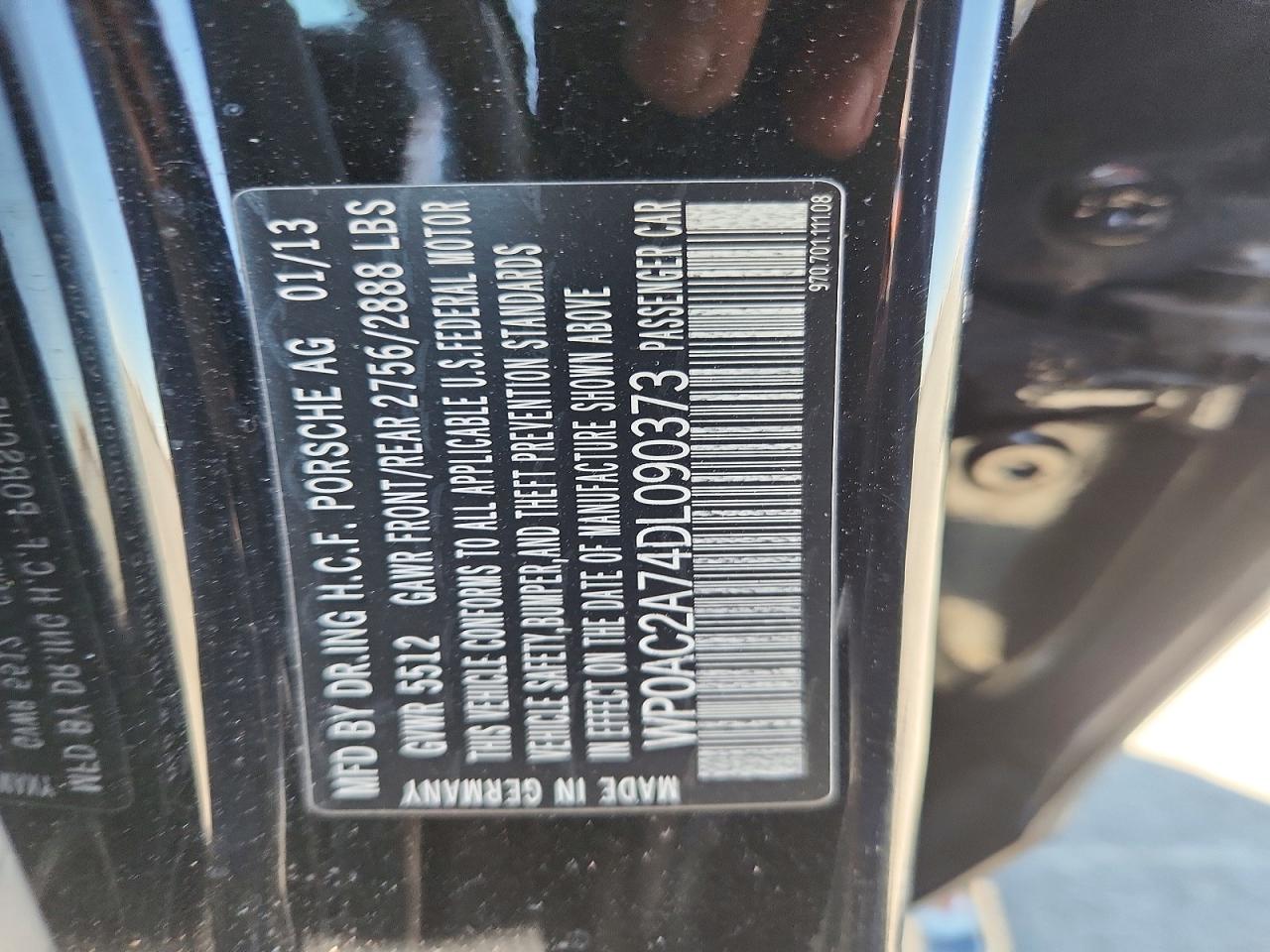 2013 Porsche Panamera Turbo Черный vin: WP0AC2A74DL090373