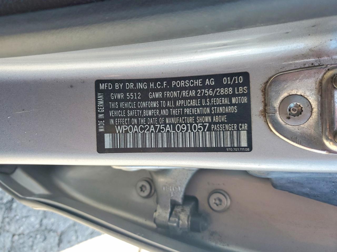 2010 Porsche Panamera Turbo Silver vin: WP0AC2A75AL091057