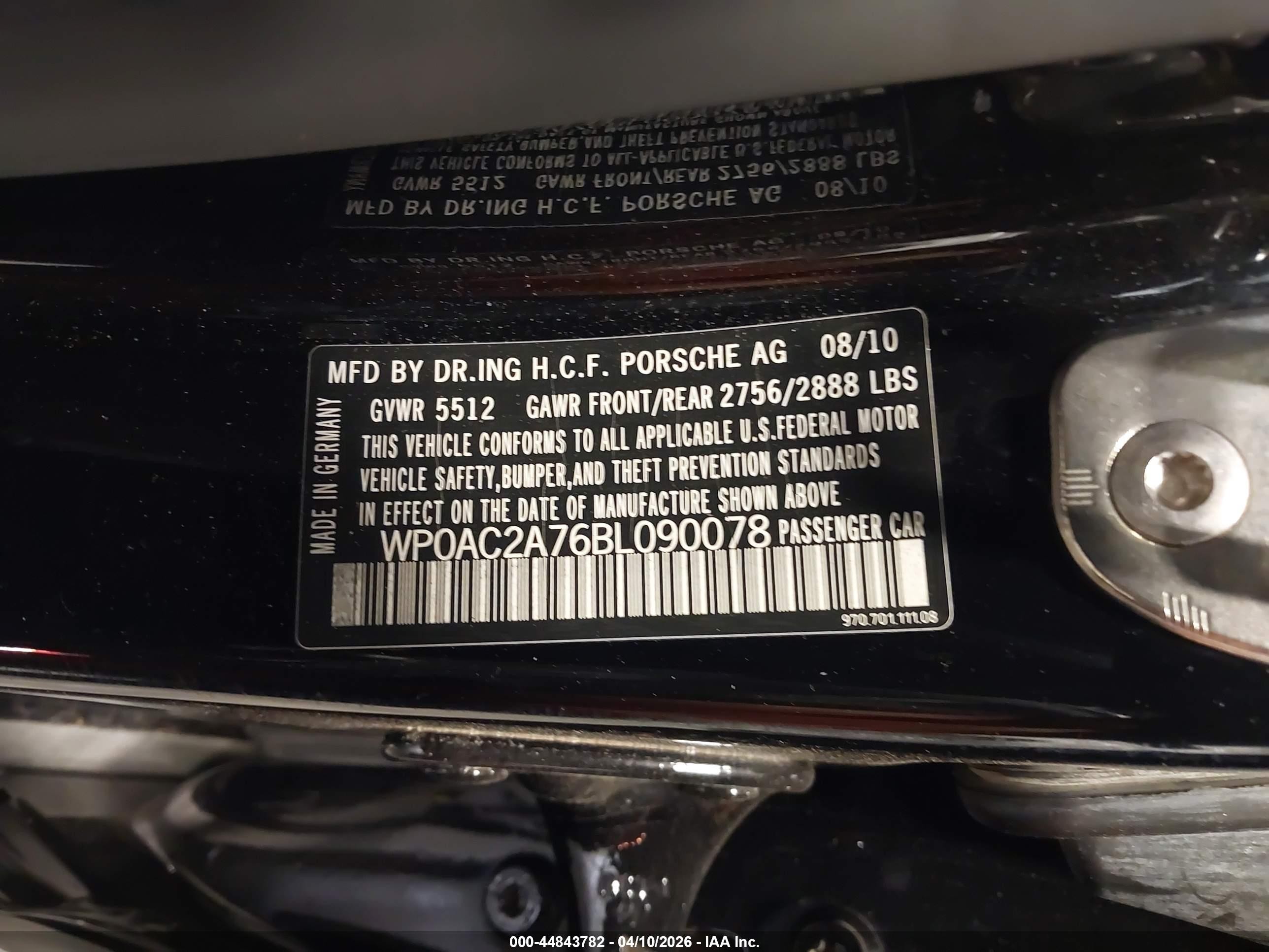 2011 Porsche Panamera Turbo Black vin: WP0AC2A76BL090078