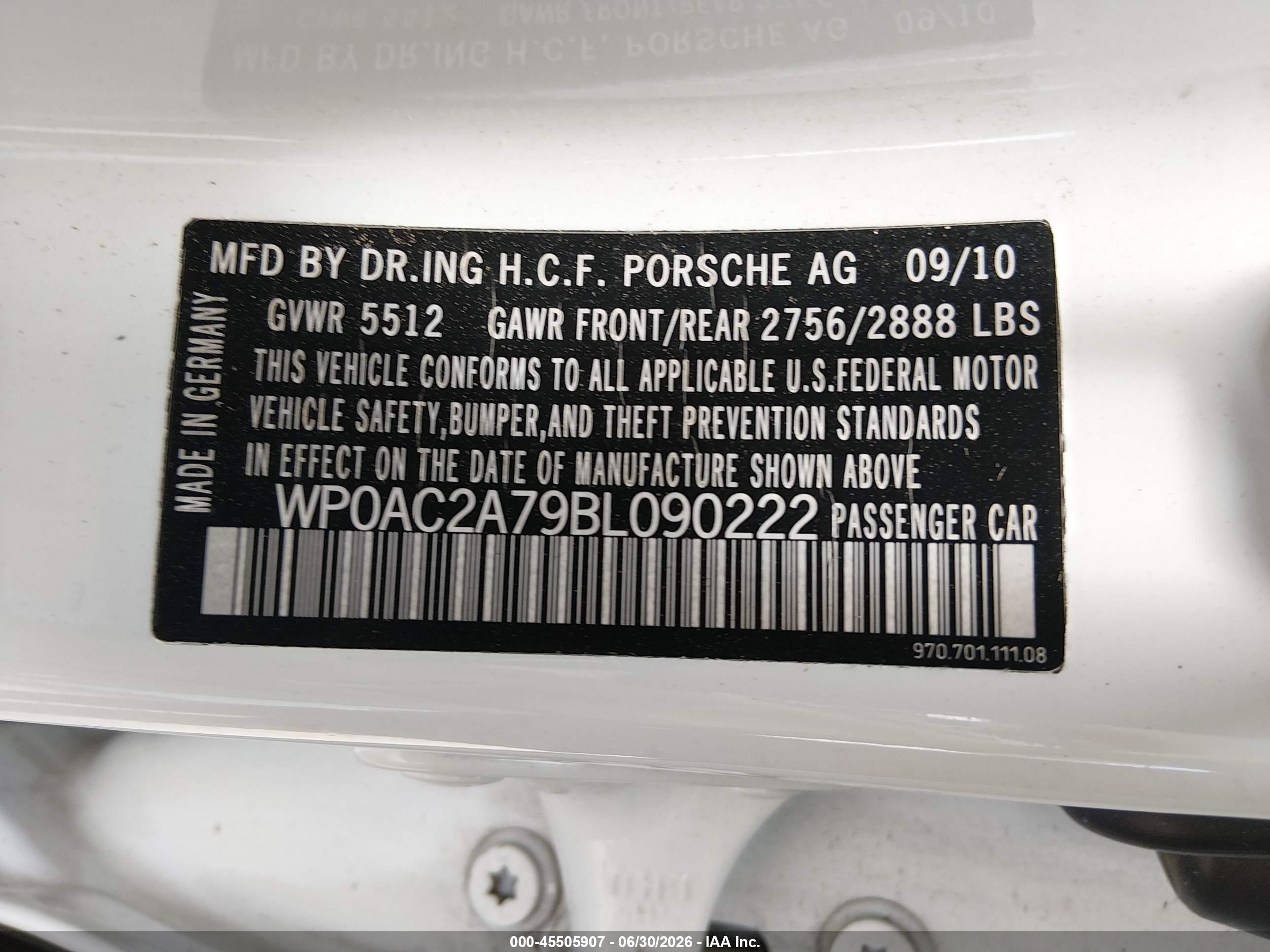 2011 Porsche Panamera Turbo White vin: WP0AC2A79BL090222