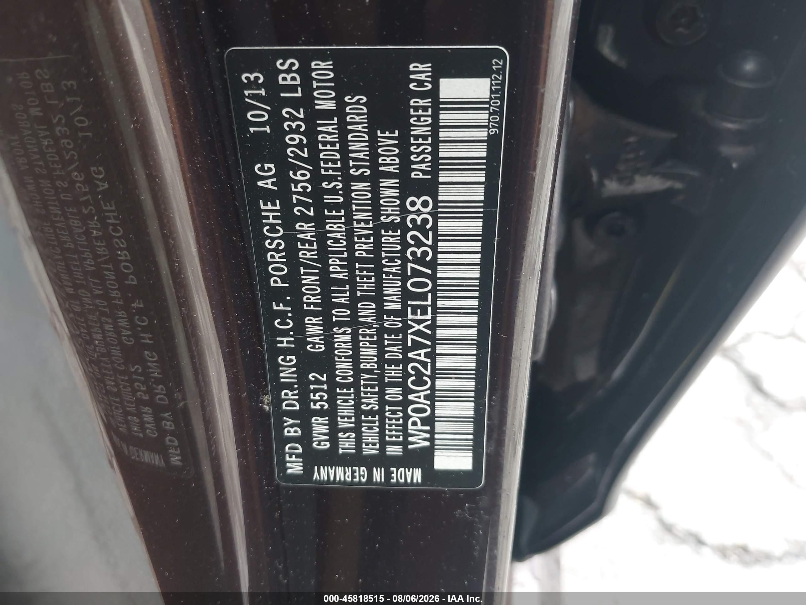 2014 Porsche Panamera Turbo Бордовый vin: WP0AC2A7XEL073238