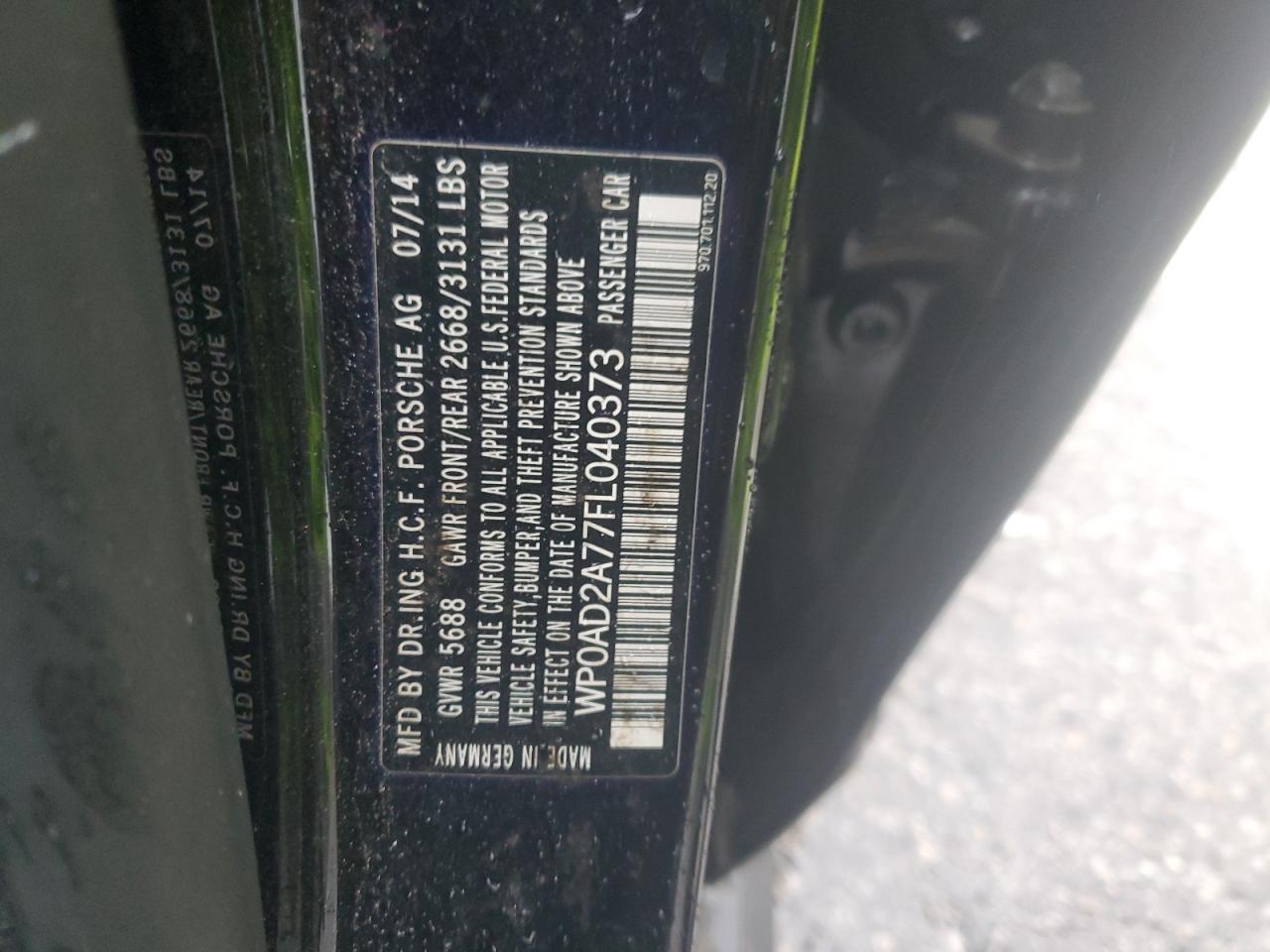 2015 Porsche Panamera Se Hybrid Black vin: WP0AD2A77FL040373