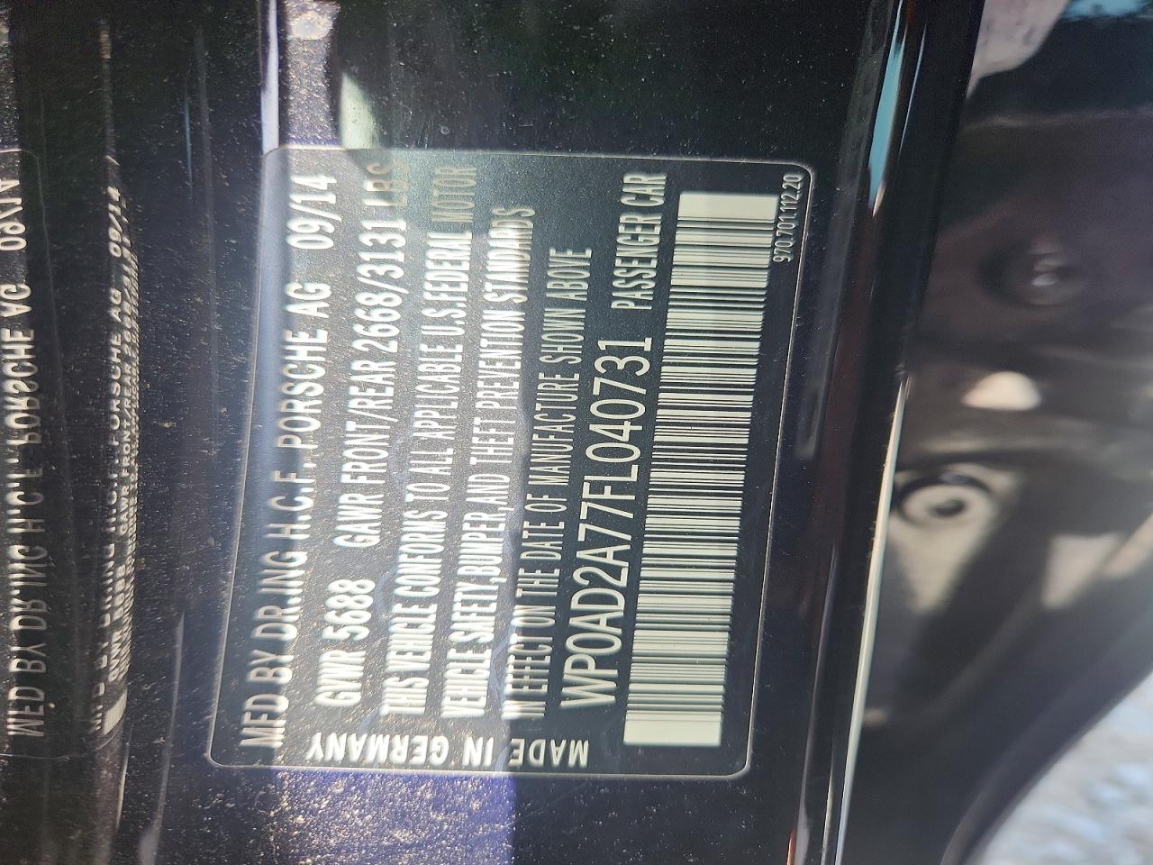 2015 Porsche Panamera Se Hybrid Черный vin: WP0AD2A77FL040731