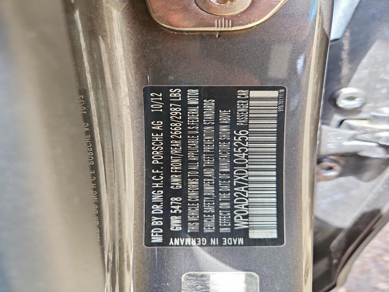 2013 Porsche Panamera S Hybrid Gray vin: WP0AD2A7XDL045256