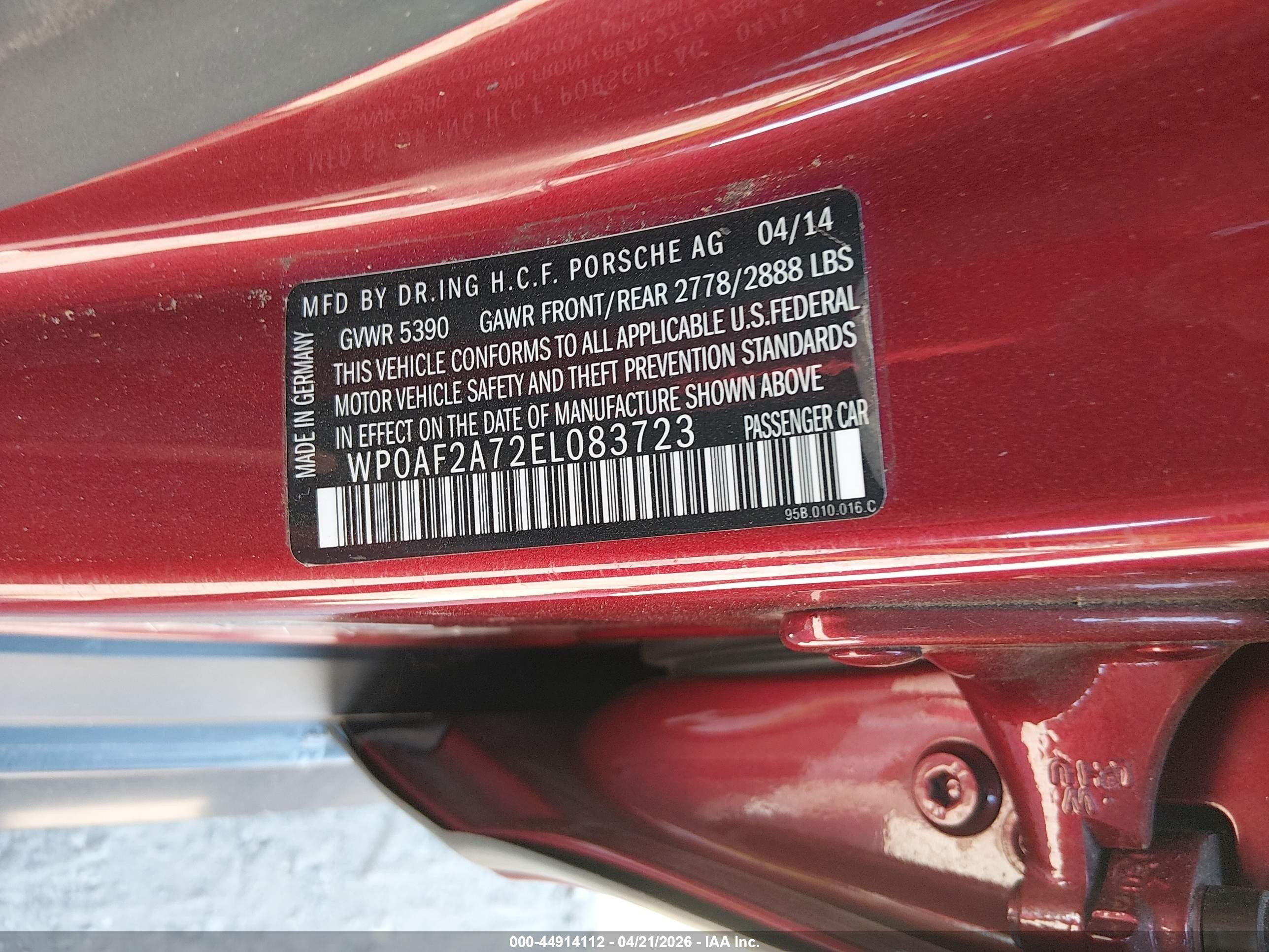 2014 Porsche Panamera Gts Red vin: WP0AF2A72EL083723