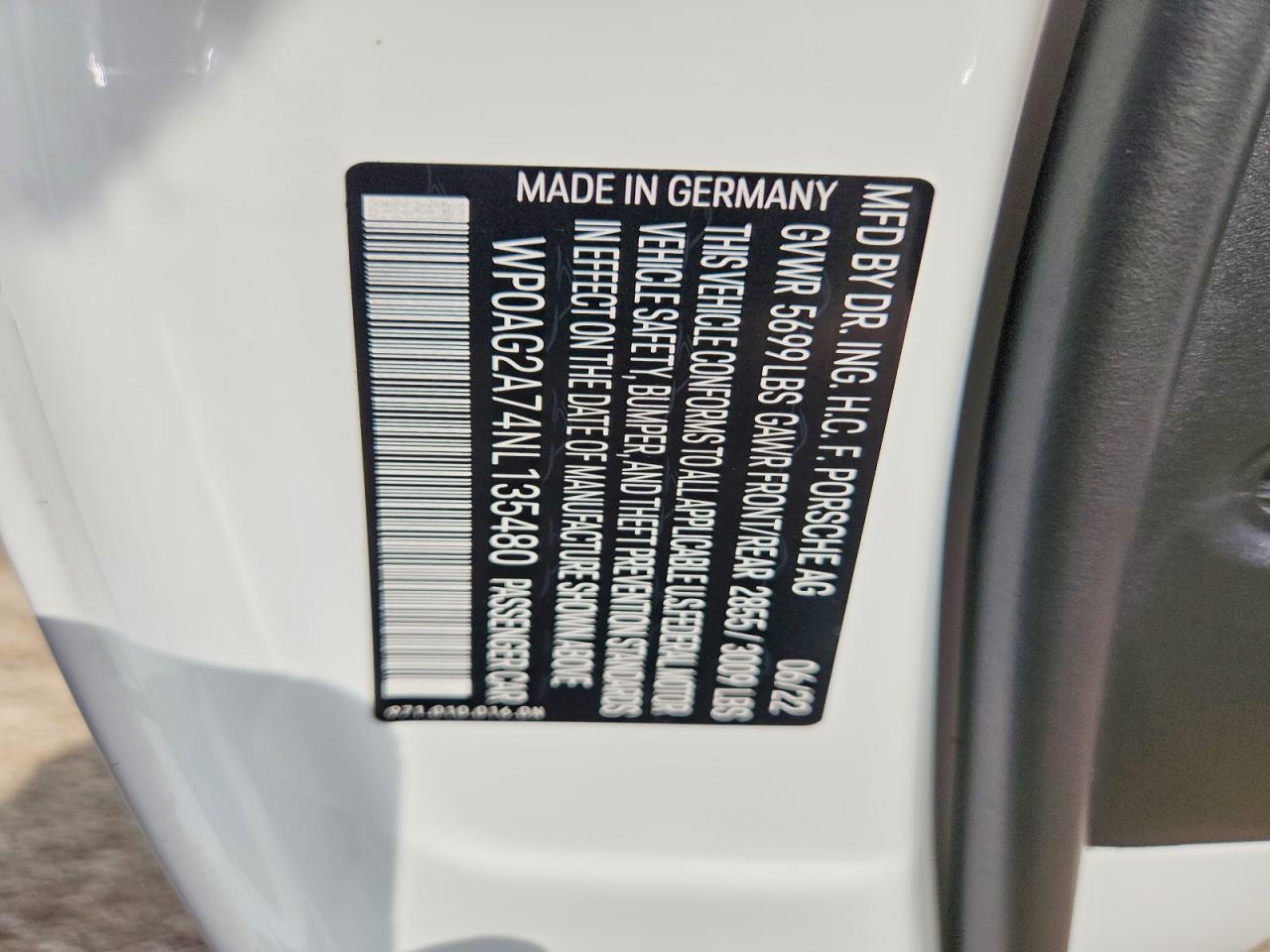 2022 Porsche Panamera Gts White vin: WP0AG2A74NL135480