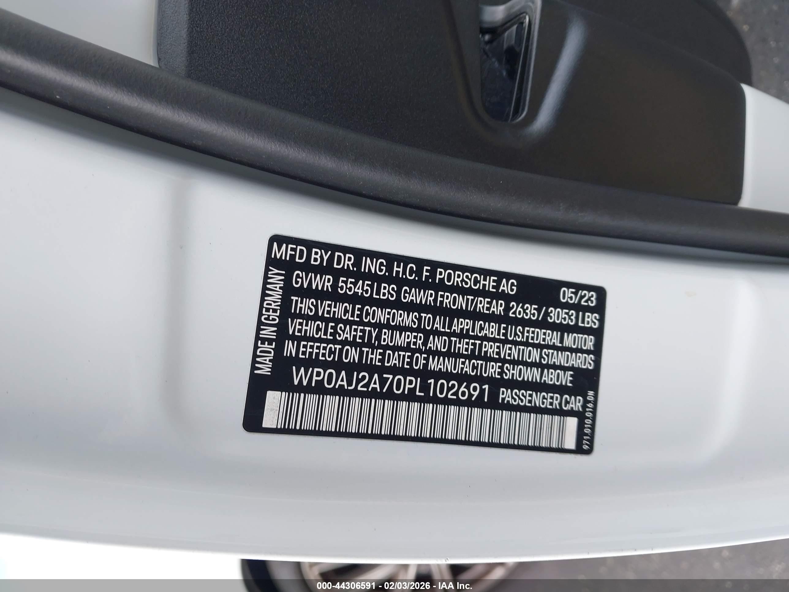 2023 Porsche Panamera 4/4 Platinum Edition/platinum Edition White vin: WP0AJ2A70PL102691