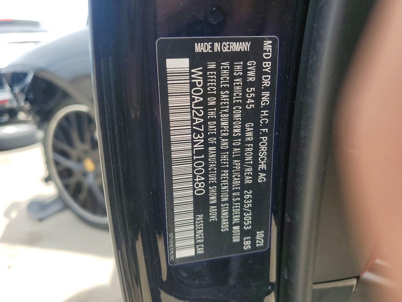 2022 Porsche Panamera Base Black vin: WP0AJ2A73NL100480