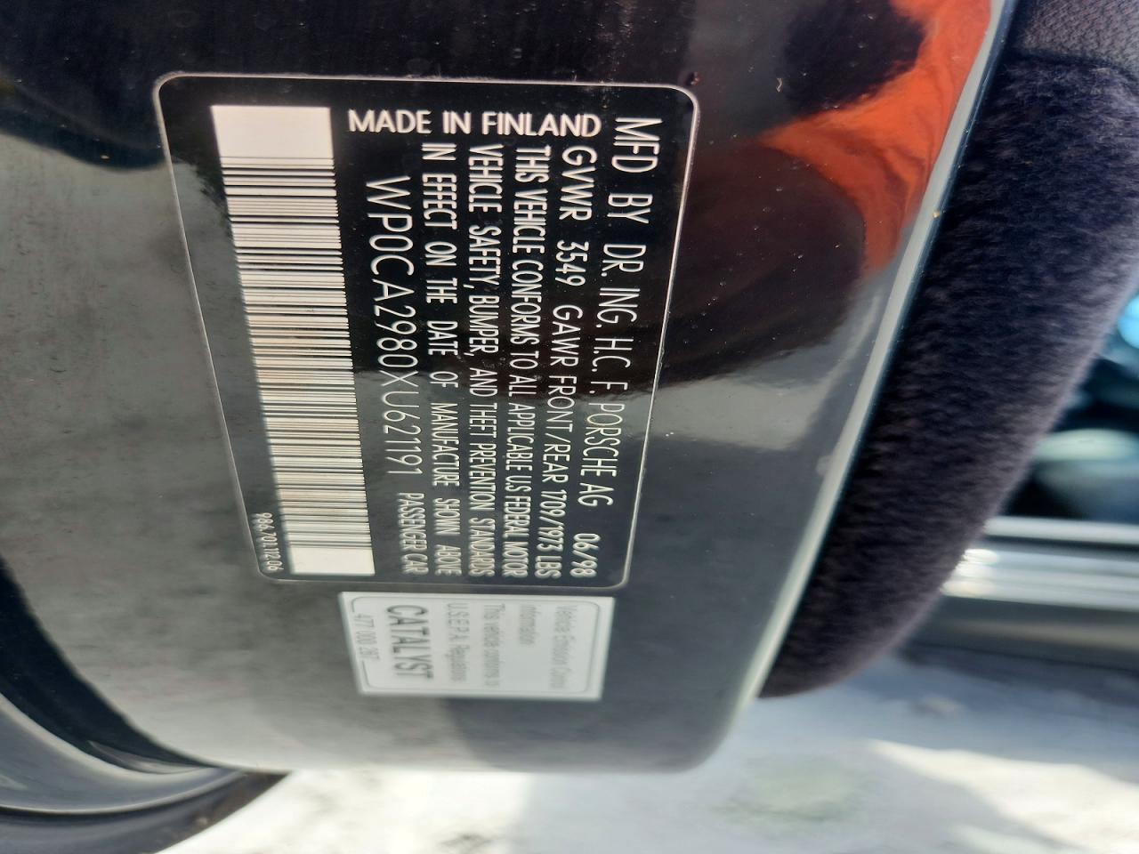 1999 Porsche Boxster Черный vin: WP0CA2980XU621191