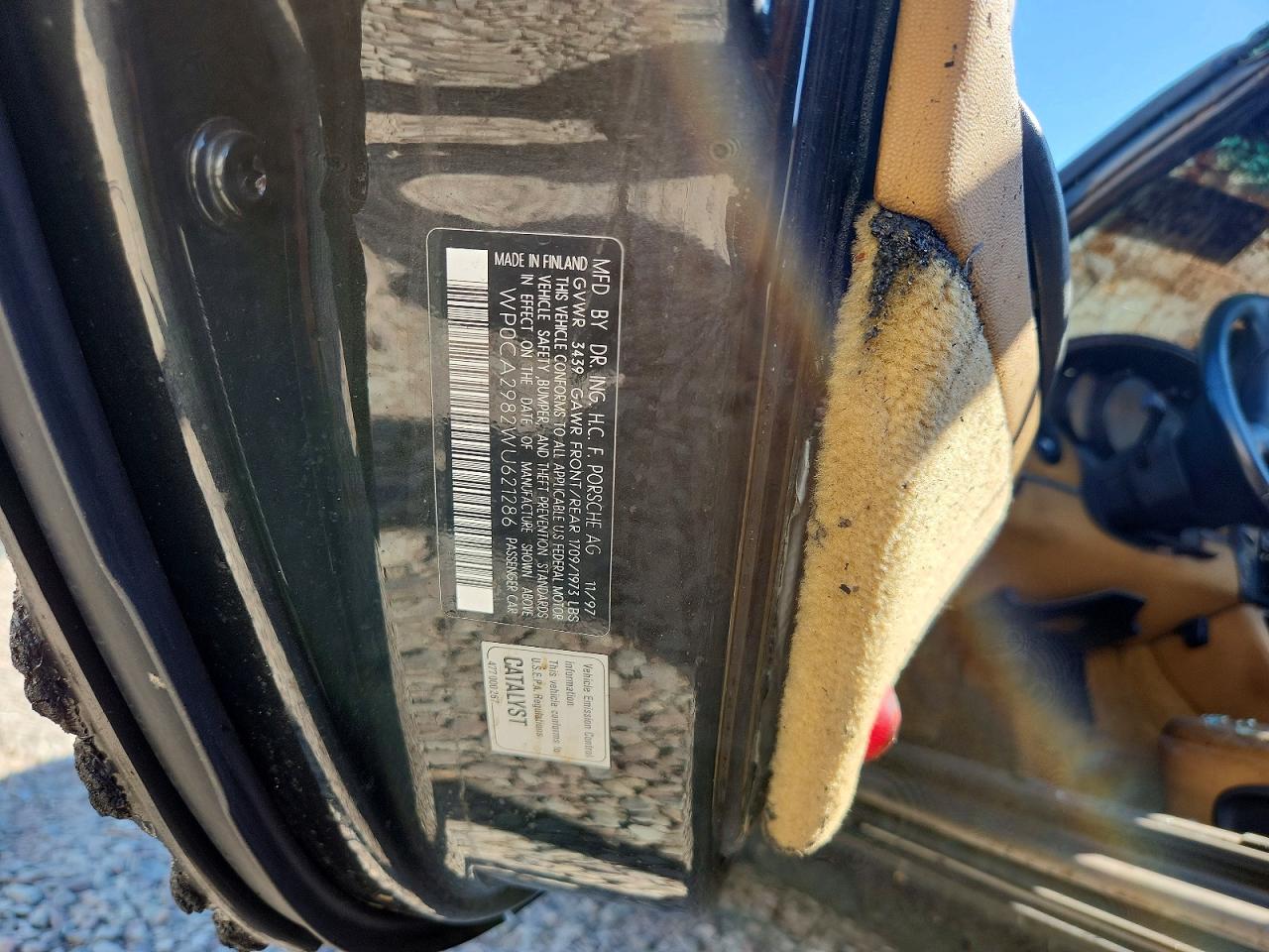 1998 Porsche Boxster Burn vin: WP0CA2982WU621286