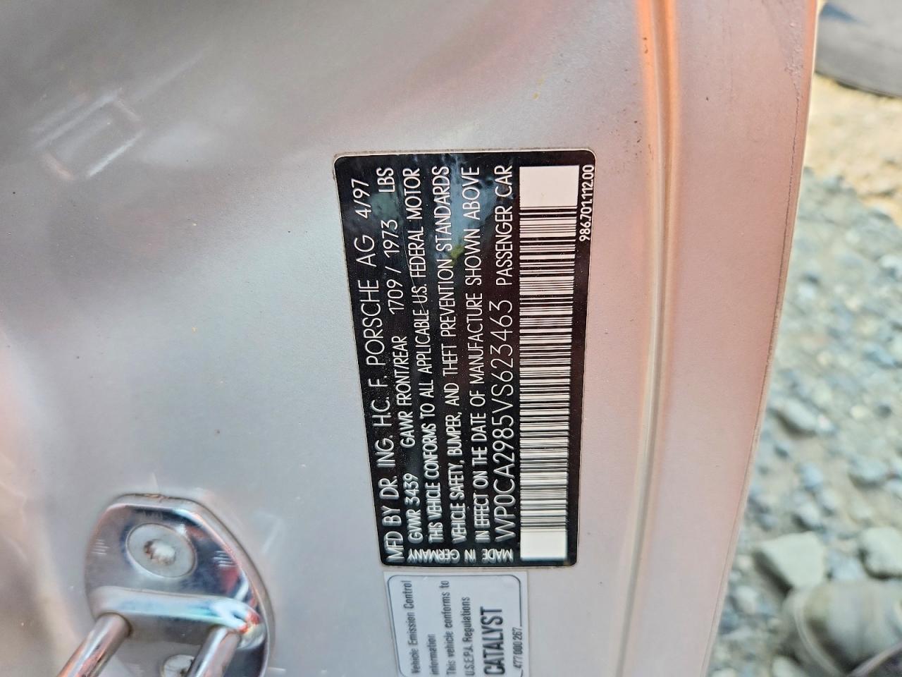 1997 Porsche Boxster Silver vin: WP0CA2985VS623463