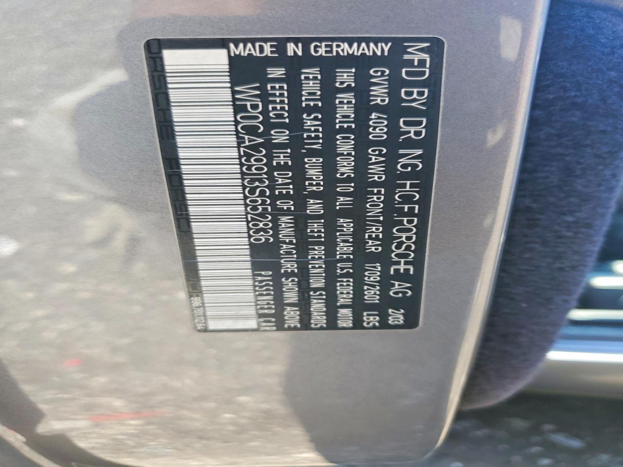 2003 Porsche 911 Carrera 2 Gray vin: WP0CA29913S652836