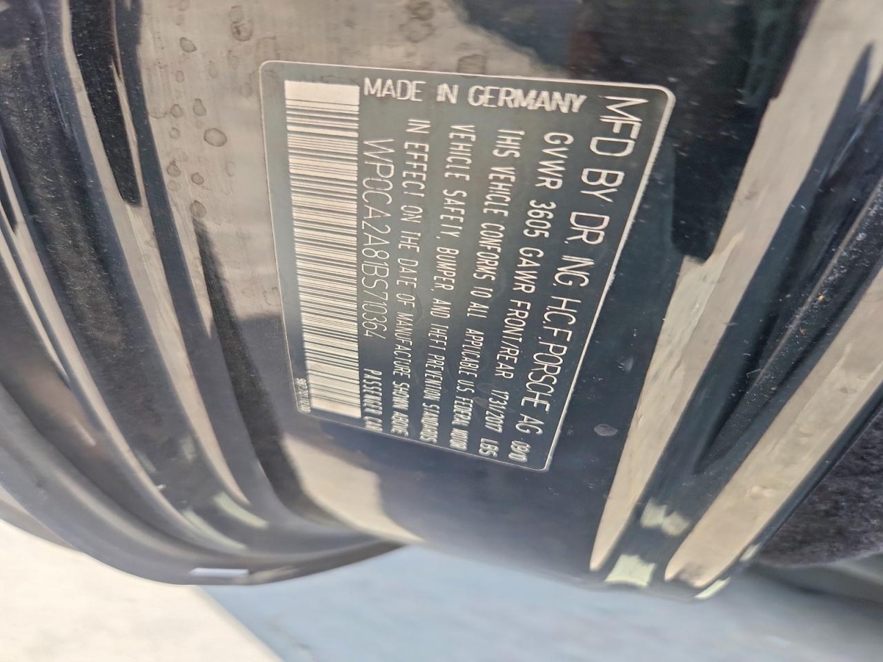 2011 Porsche Boxster Черный vin: WP0CA2A81BS710364