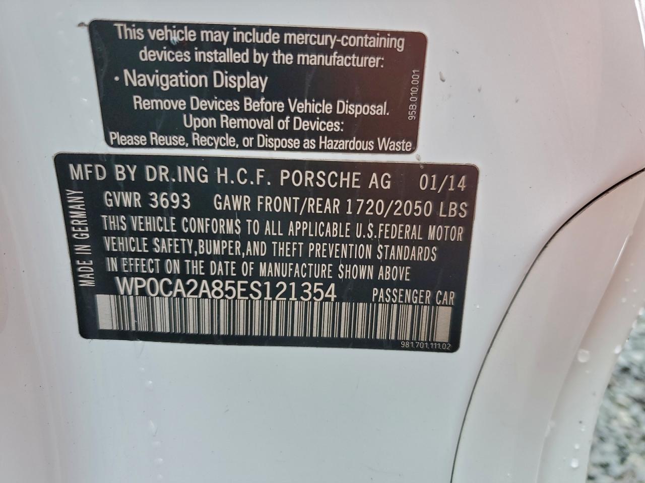 2014 Porsche Boxster White vin: WP0CA2A85ES121354