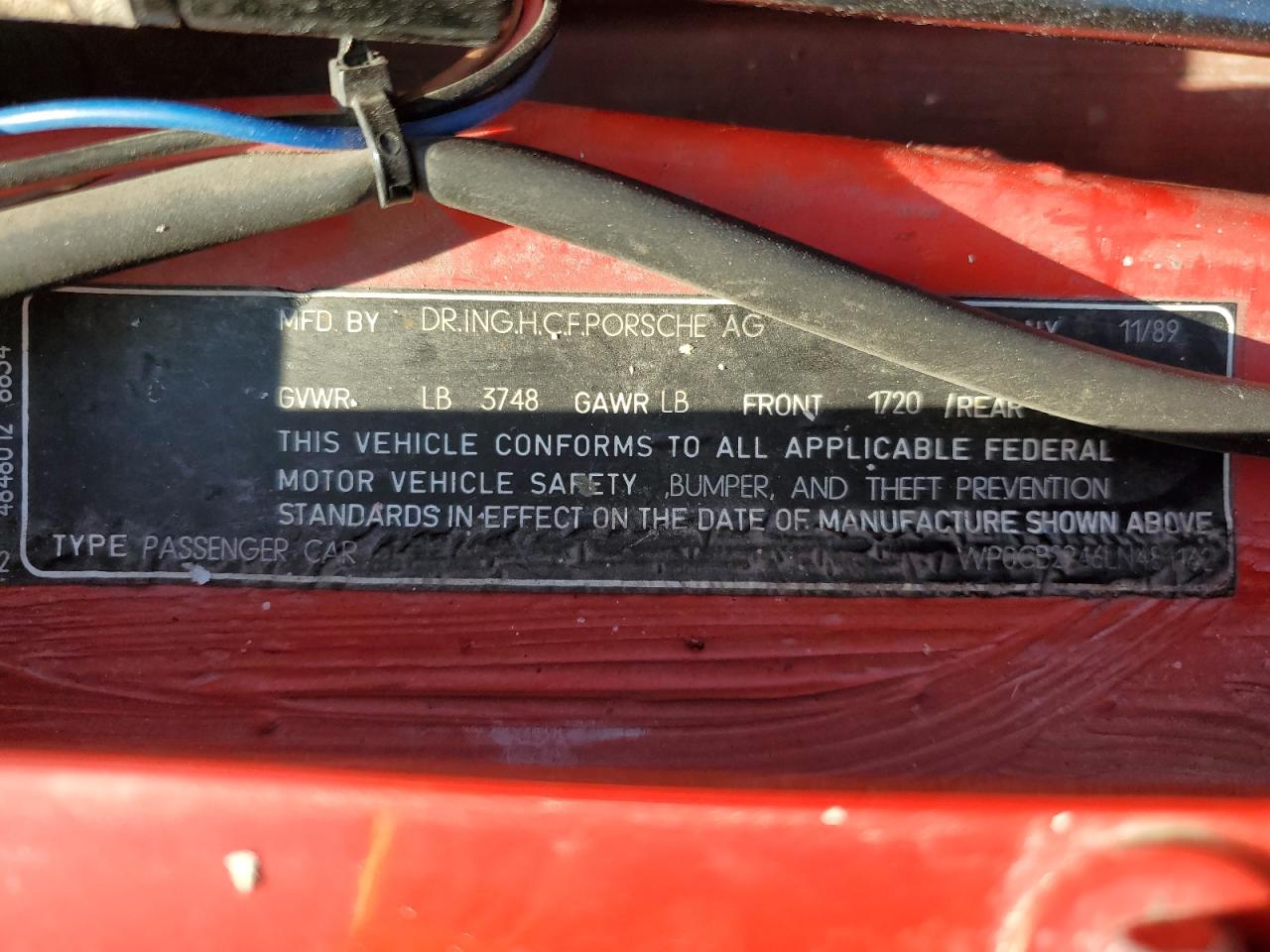 1990 Porsche 944 S Red vin: WP0CB2946LN481162