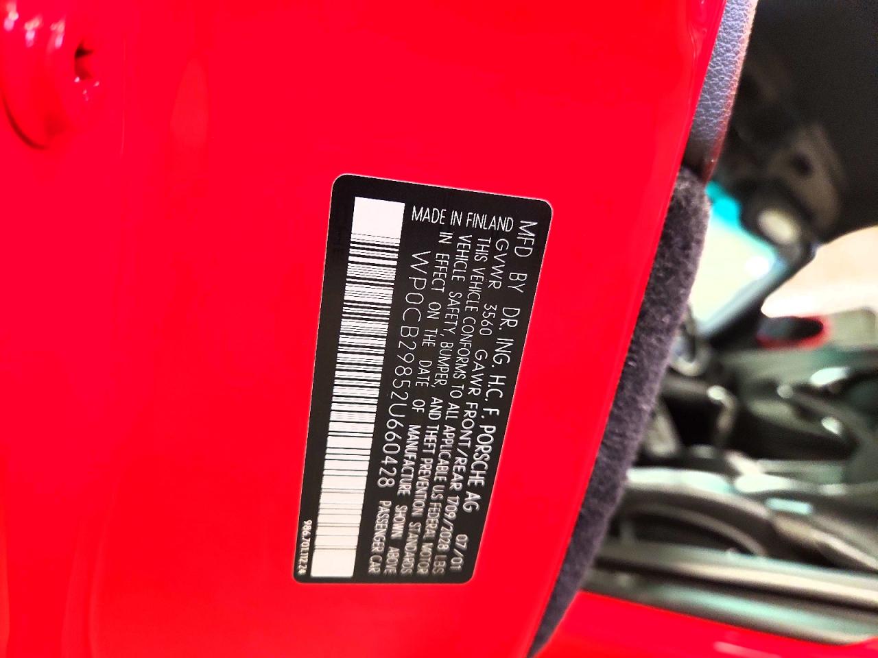 2002 Porsche Boxster S Red vin: WP0CB29852U660428