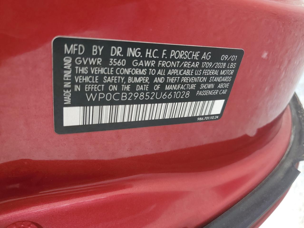 2002 Porsche Boxster S Red vin: WP0CB29852U661028